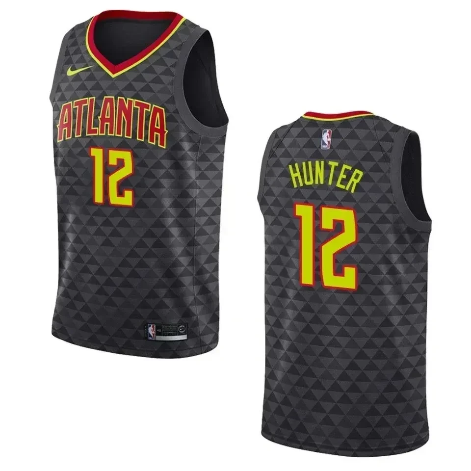 Men's Atlanta Hawks 12 De'andre Hunter Icon Swingman Jersey - Black