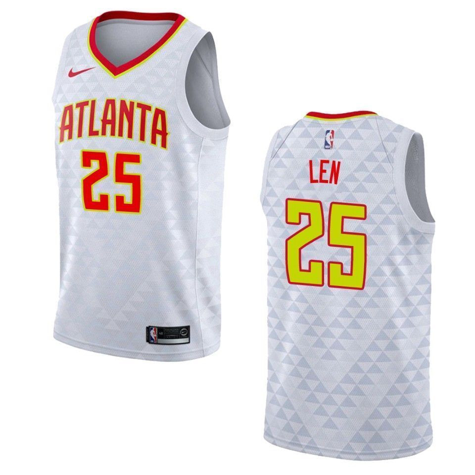 Men's Atlanta Hawks 25 Alex Len Association Swingman Jersey - White
