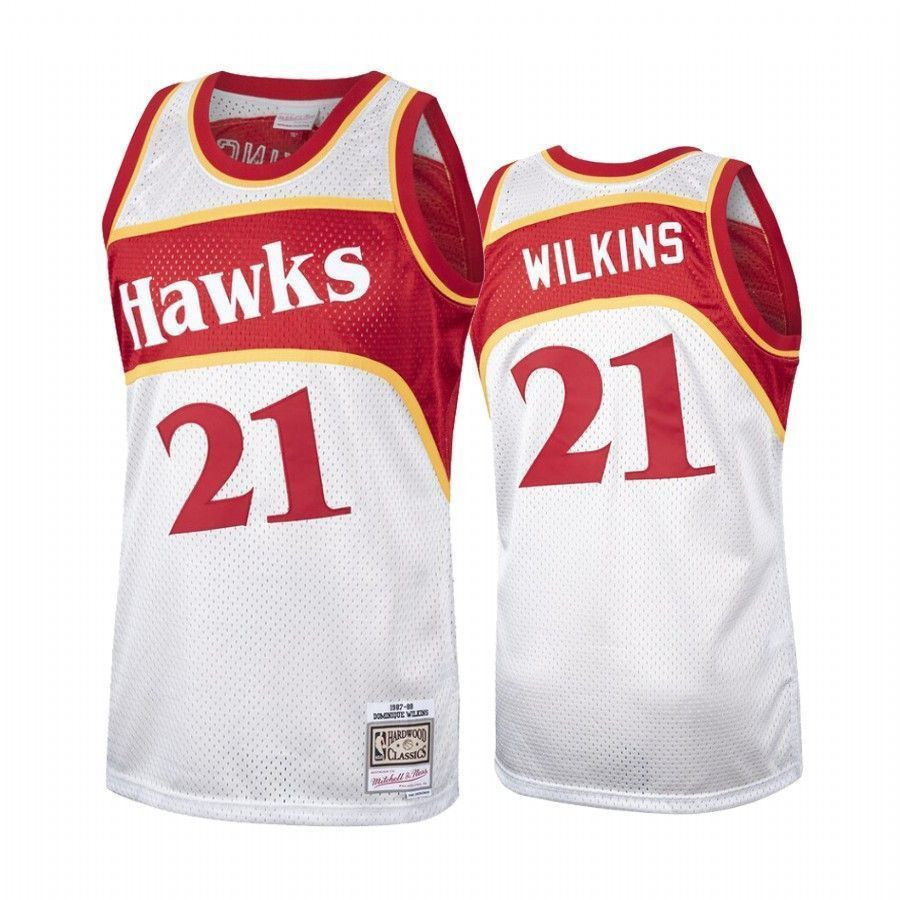 Men's Atlanta Hawks Dominique Wilkins Platinum Hardwood Classics Jersey 21