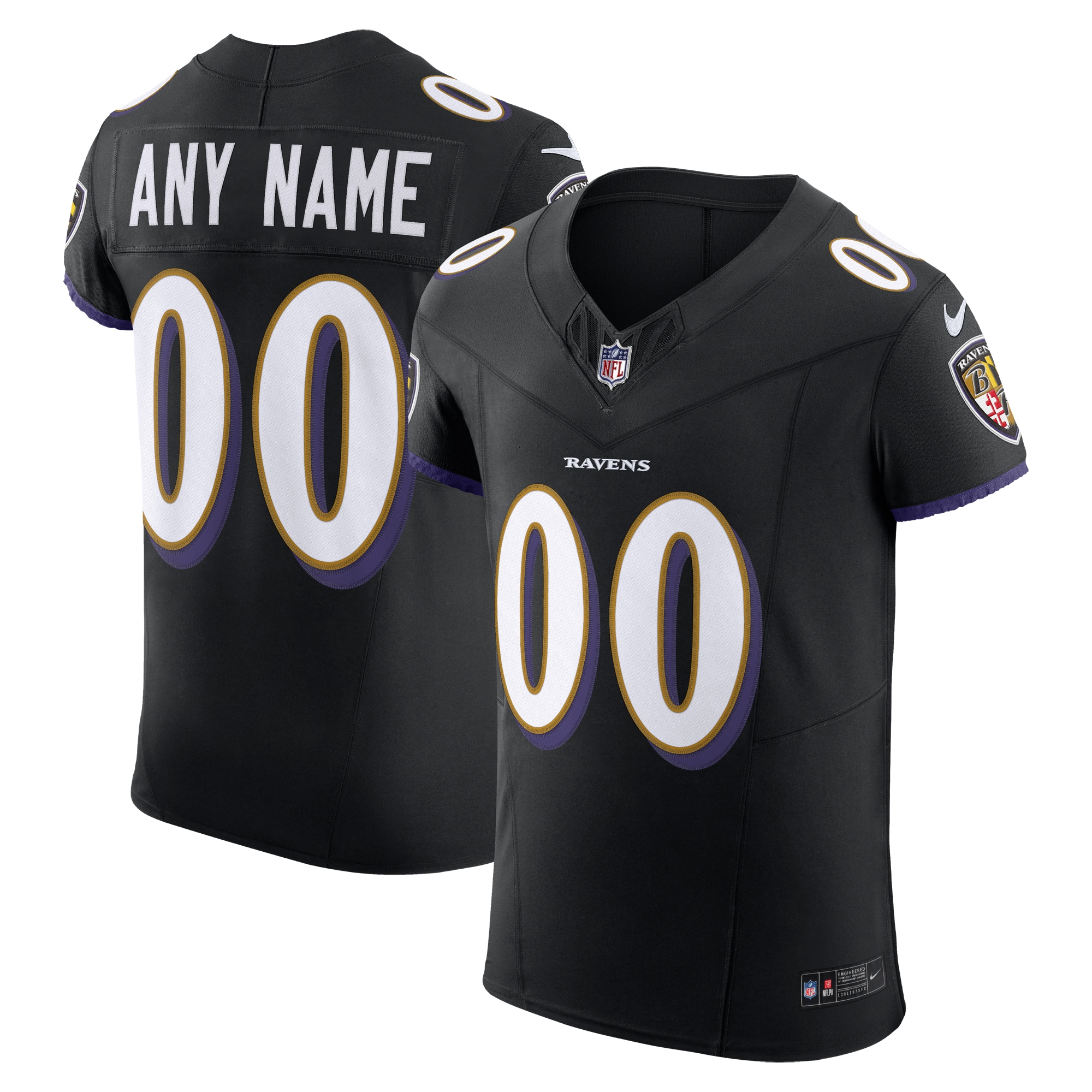 Men's Baltimore Ravens Black Vapor F.u.s.e. Elite Custom Jersey Js5184