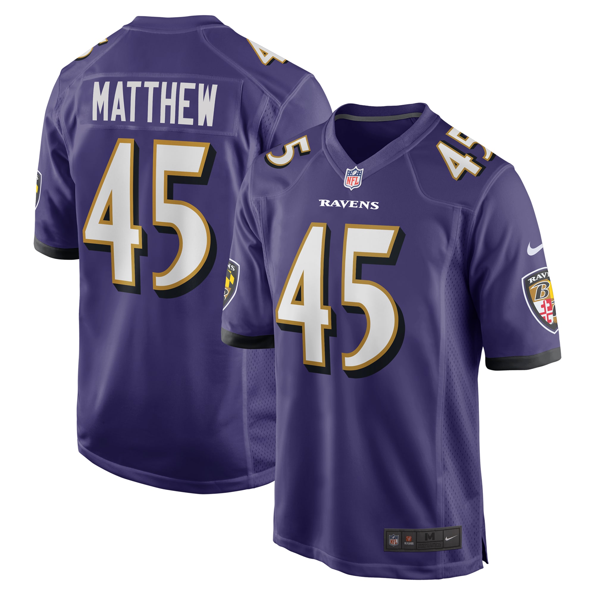 Men's Baltimore Ravens Christian Matthew Purple Team Game Jersey Js9629