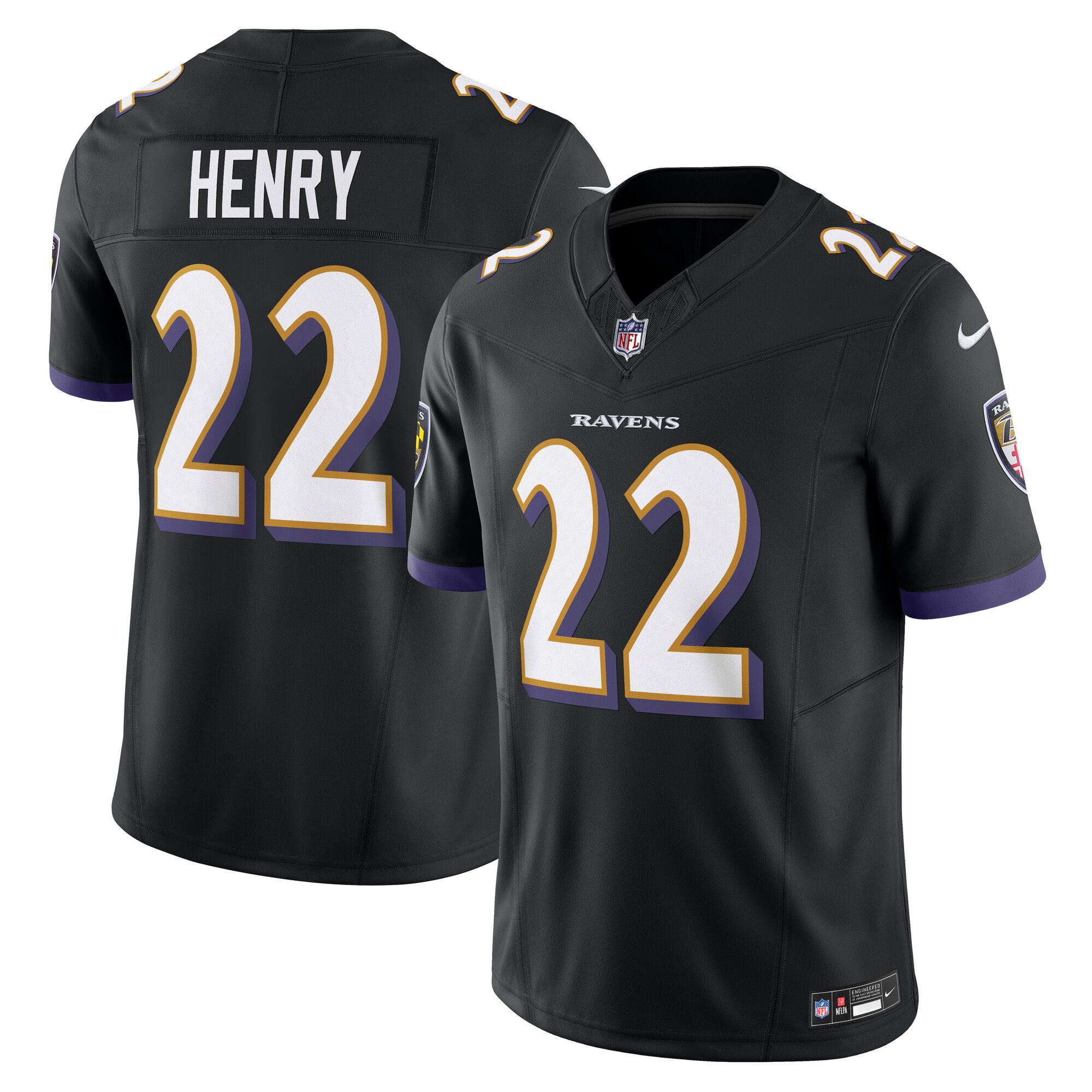 Men's Baltimore Ravens Derrick Henry Black Vapor F.u.s.e. Limited Jersey Js7926