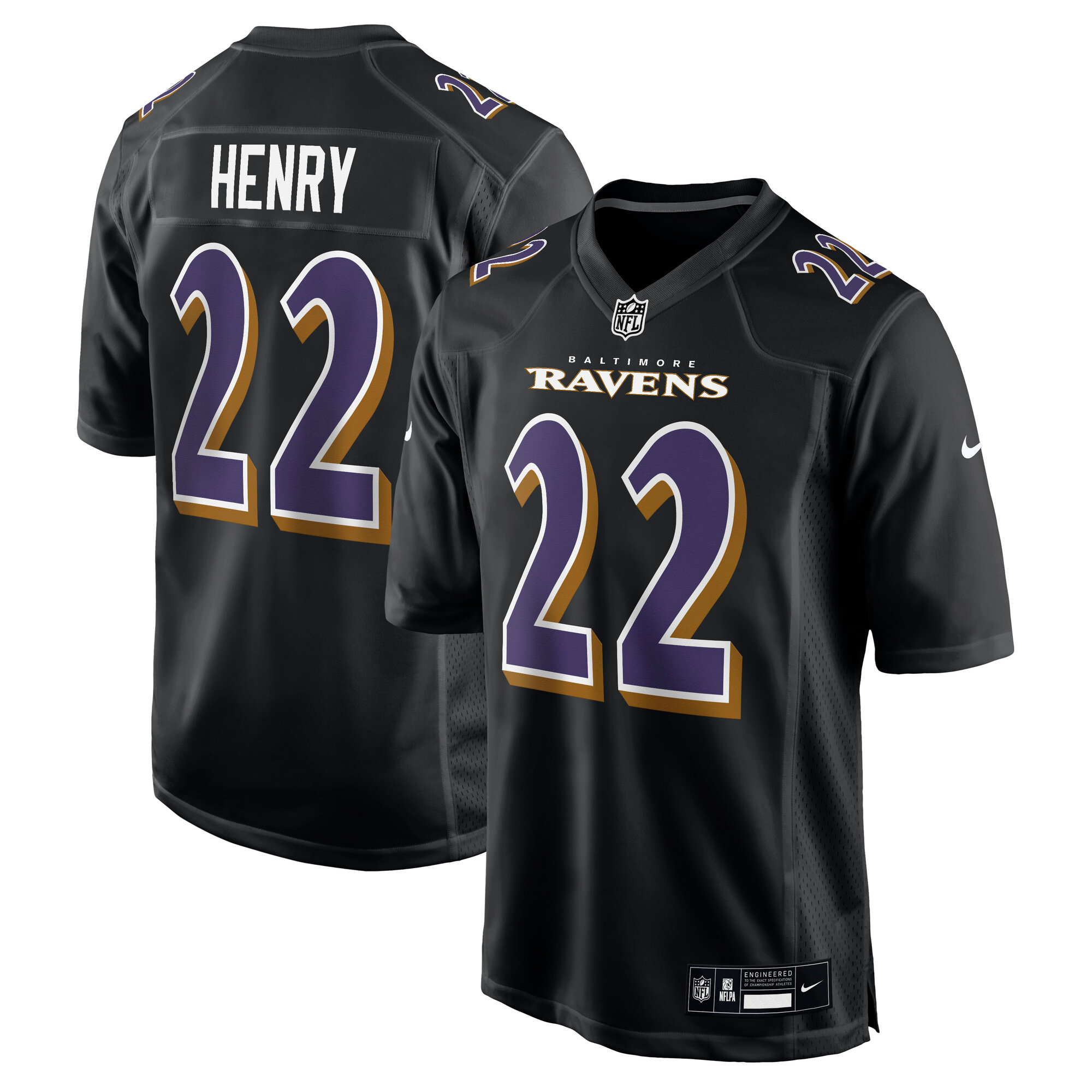 Men's Baltimore Ravens Derrick Henry Carbon Black Fashion Jersey Js8217