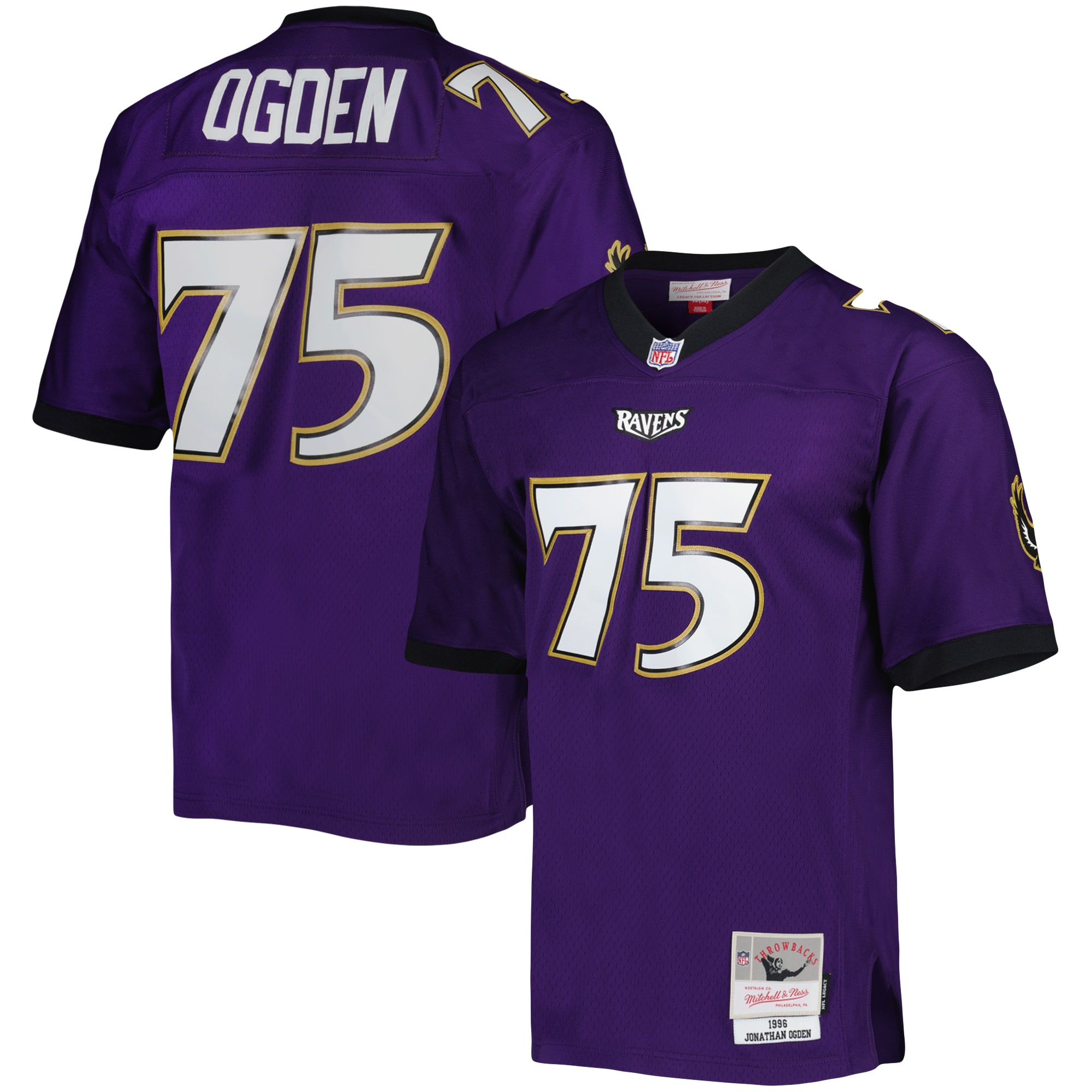 Men's Baltimore Ravens Jonathan Ogden Mitchell & Ness Purple Legacy Jersey Js5566
