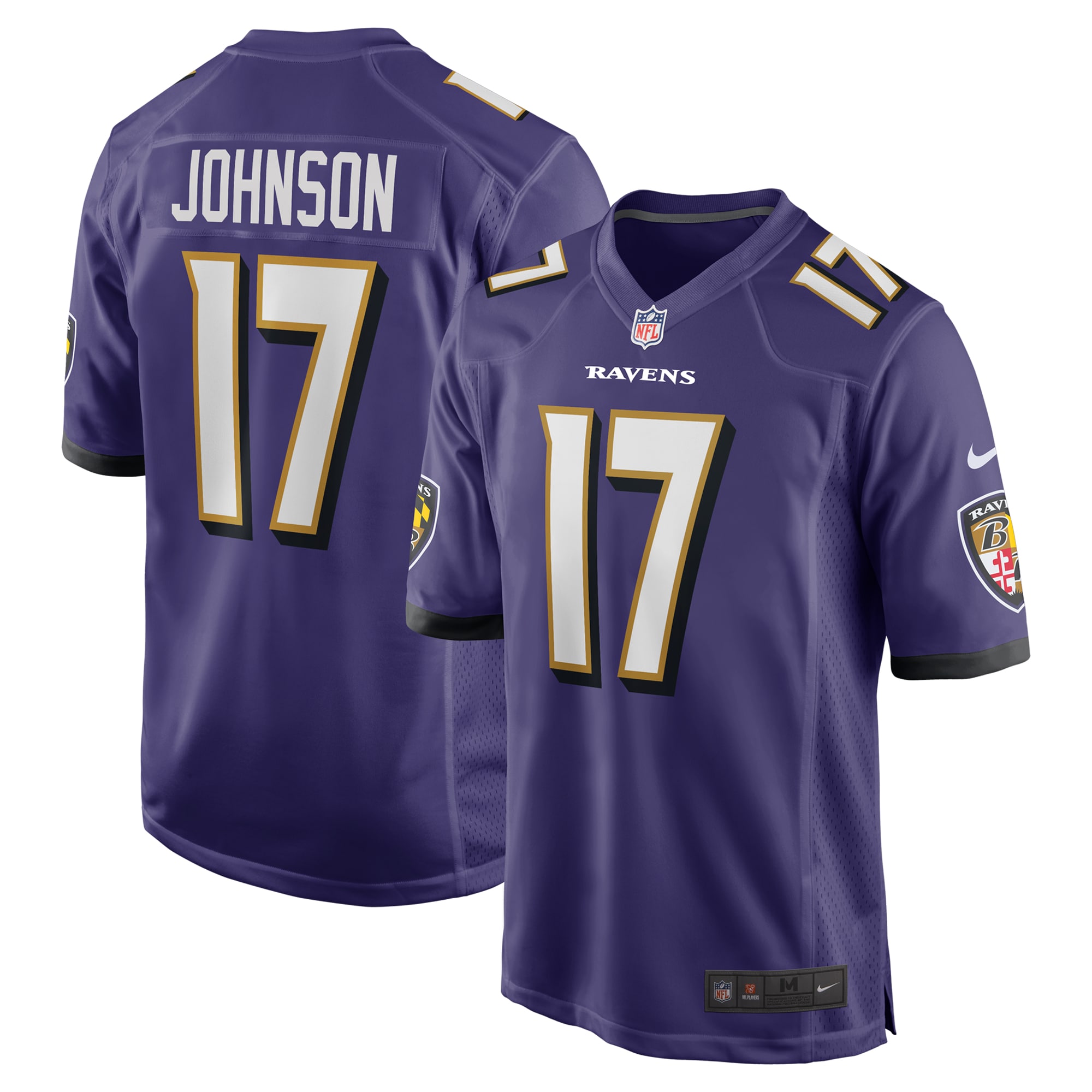 Men's Baltimore Ravens Josh Johnson Purple Team Game Jersey Js3527
