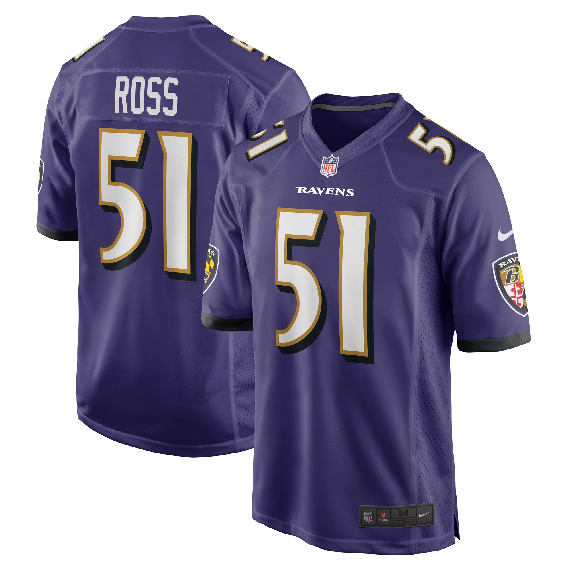 Men's Baltimore Ravens Josh Ross Purple Game Player Jersey Js7966