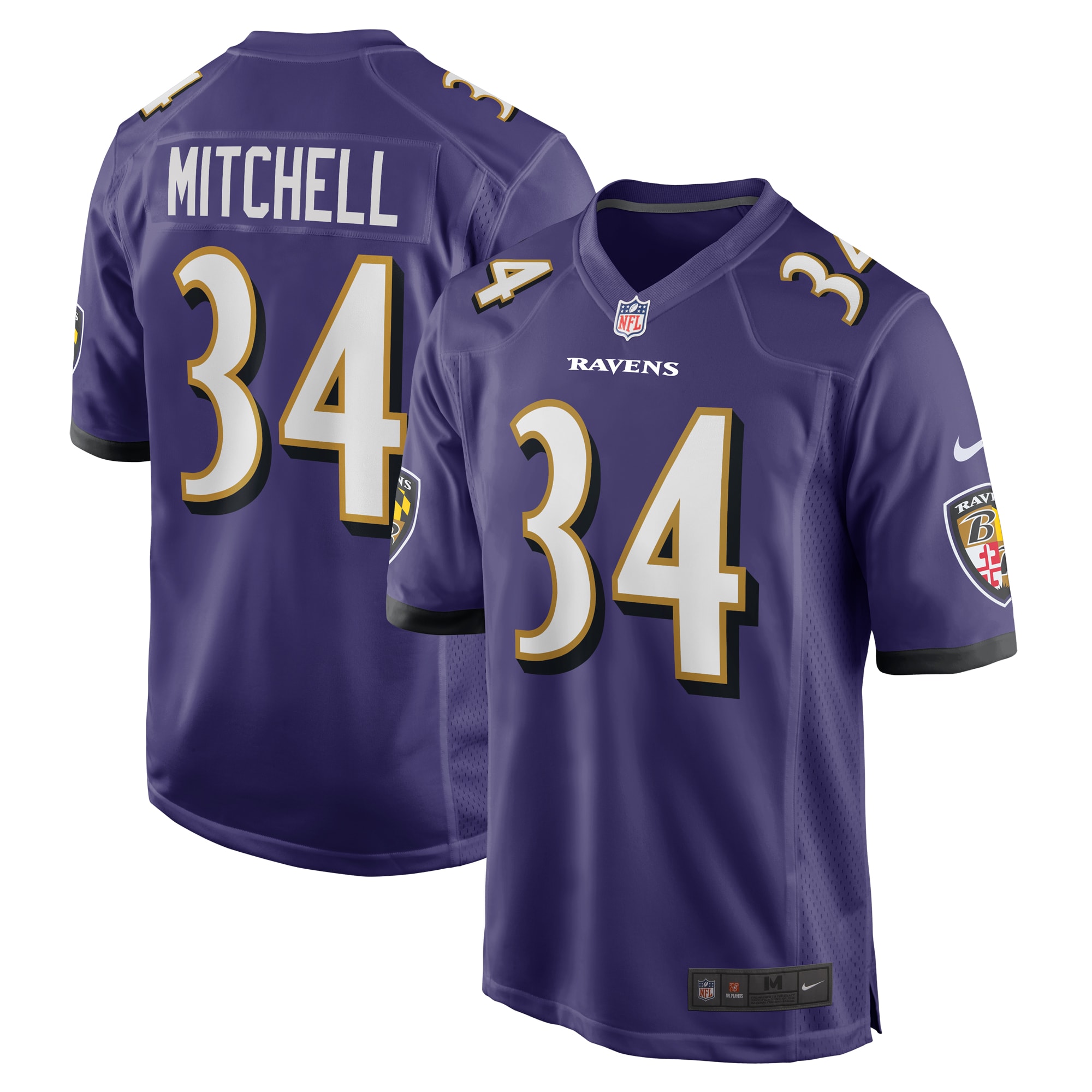 Men's Baltimore Ravens Keaton Mitchell Purple Game Jersey Js3495