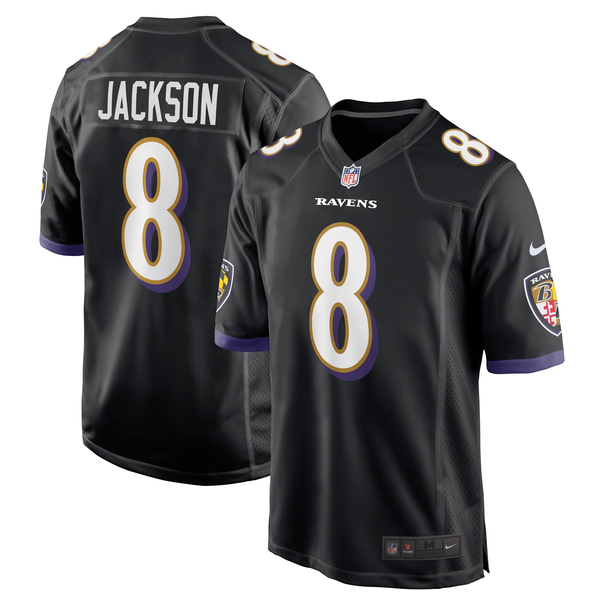 Men's Baltimore Ravens Lamar Jackson Black Alternate Game Jersey Js1334