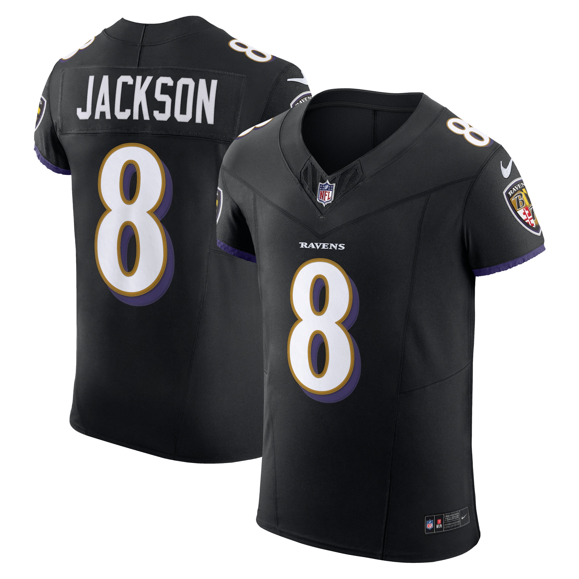 Men's Baltimore Ravens Lamar Jackson Black Alternate Vapor F.u.s.e. Elite Jersey Js9454