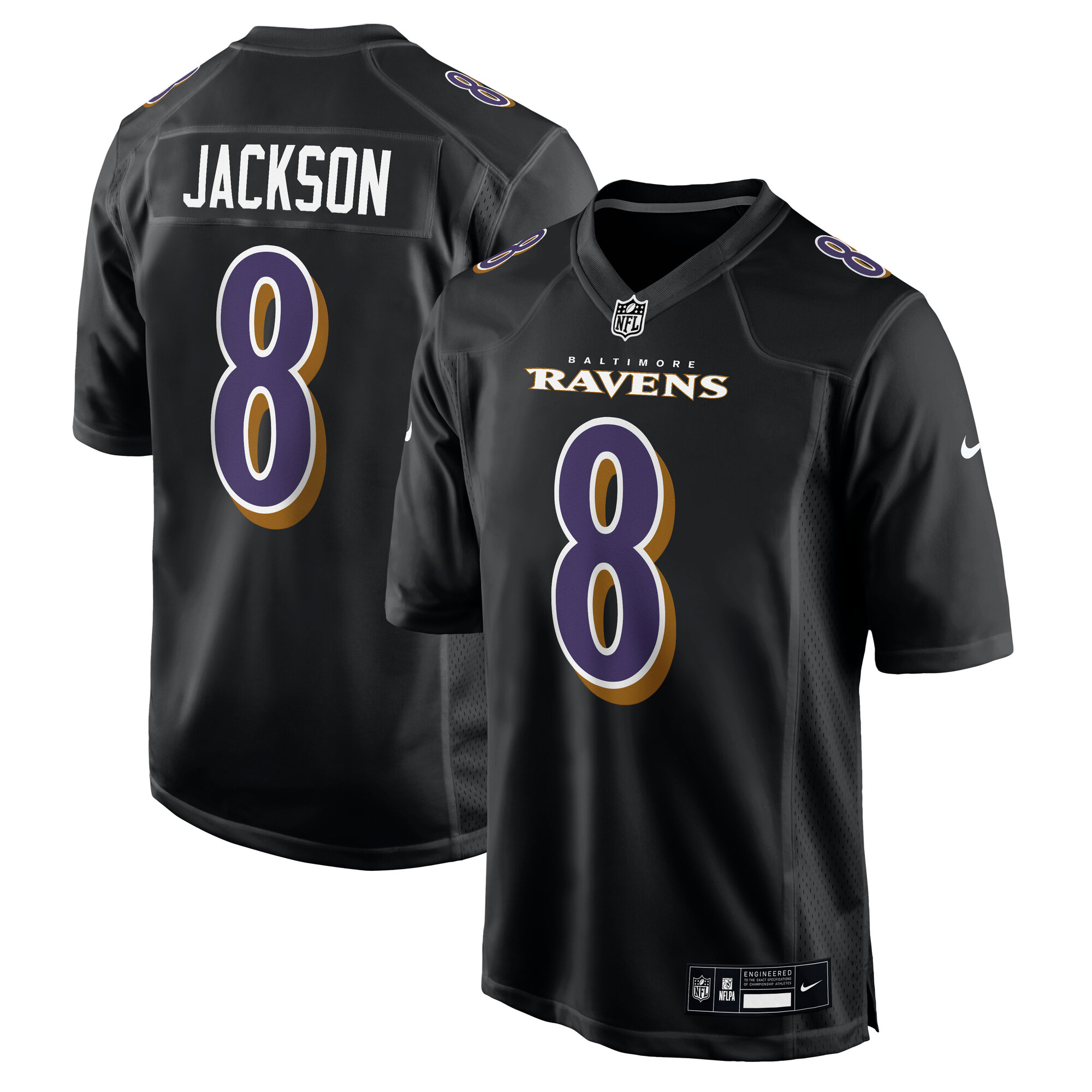 Men's Baltimore Ravens Lamar Jackson Carbon Black Fashion Jersey Js6607