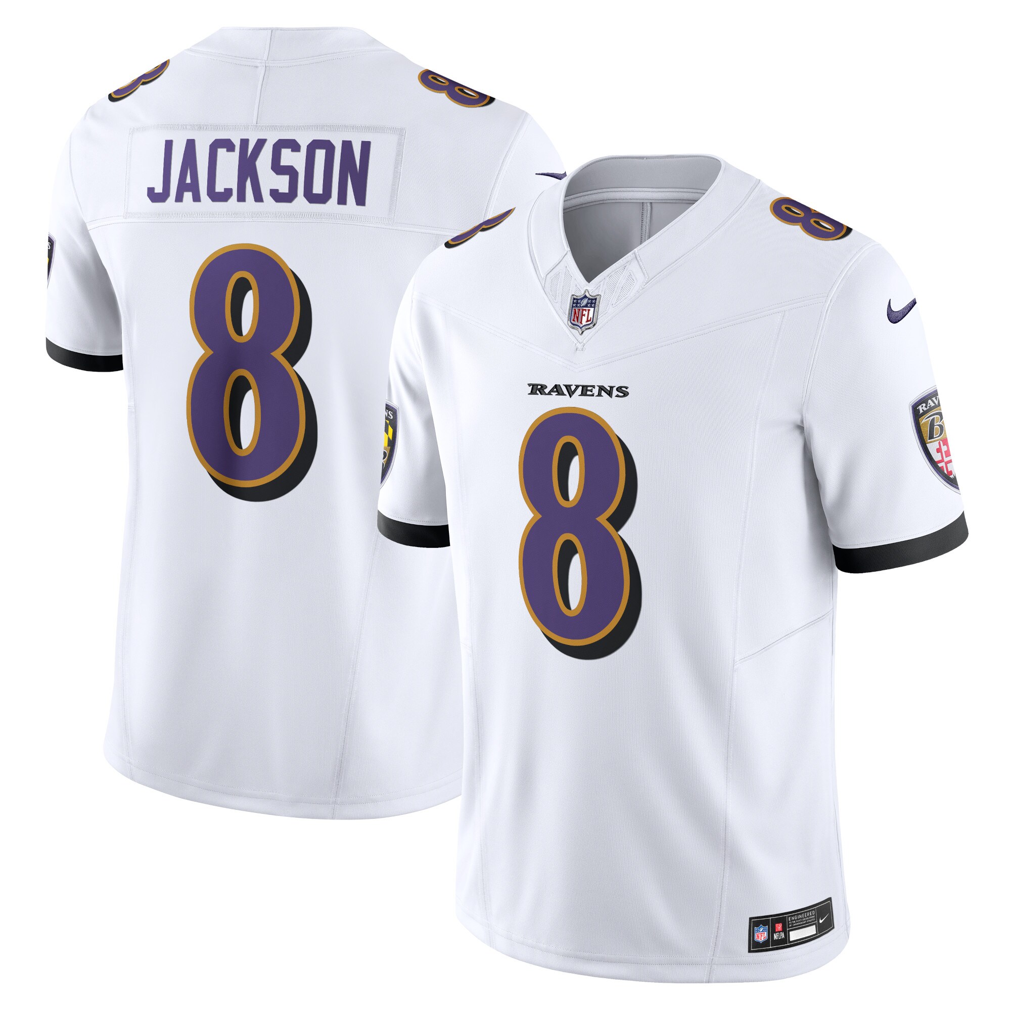 Men's Baltimore Ravens Lamar Jackson White Vapor F.u.s.e. Limited Jersey Js8967
