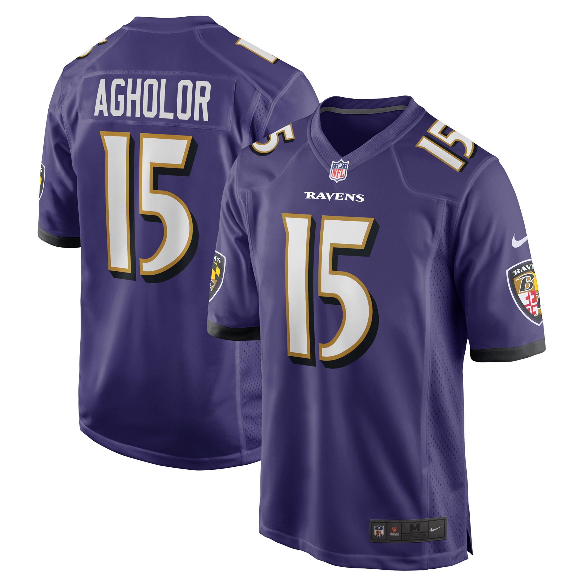 Men's Baltimore Ravens Nelson Agholor Purple Game Jersey Js9585