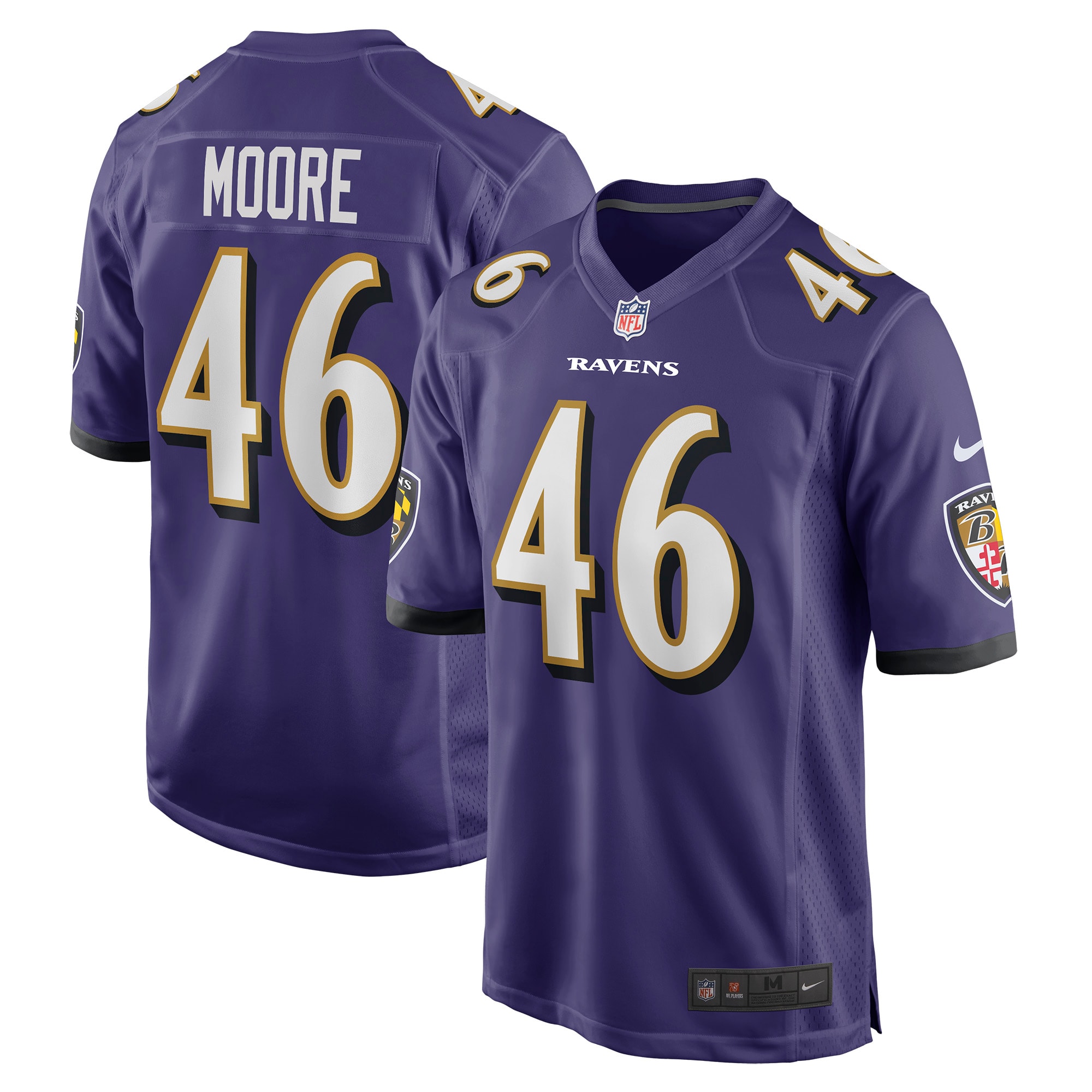 Men's Baltimore Ravens Nick Moore Purple Game Jersey Js4171