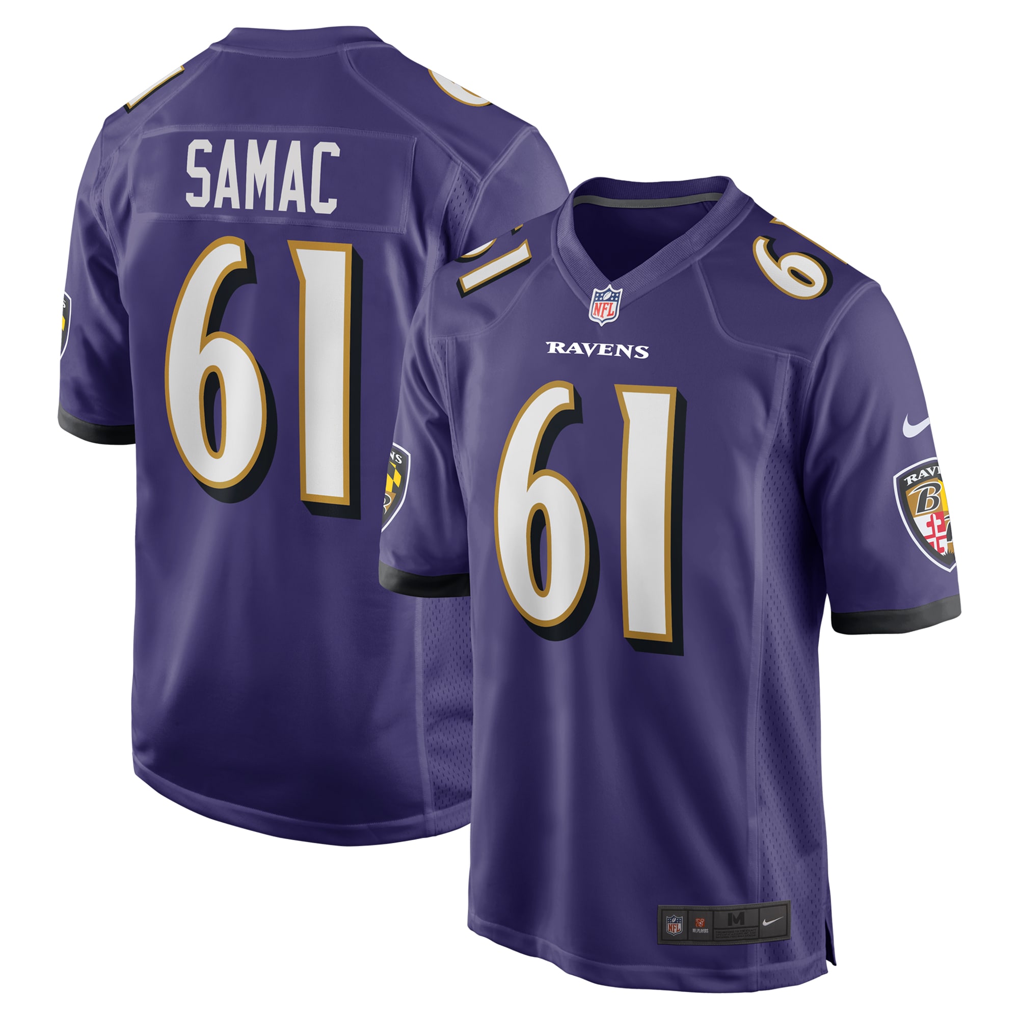 Men's Baltimore Ravens Nick Samac Purple Team Game Jersey Js5829