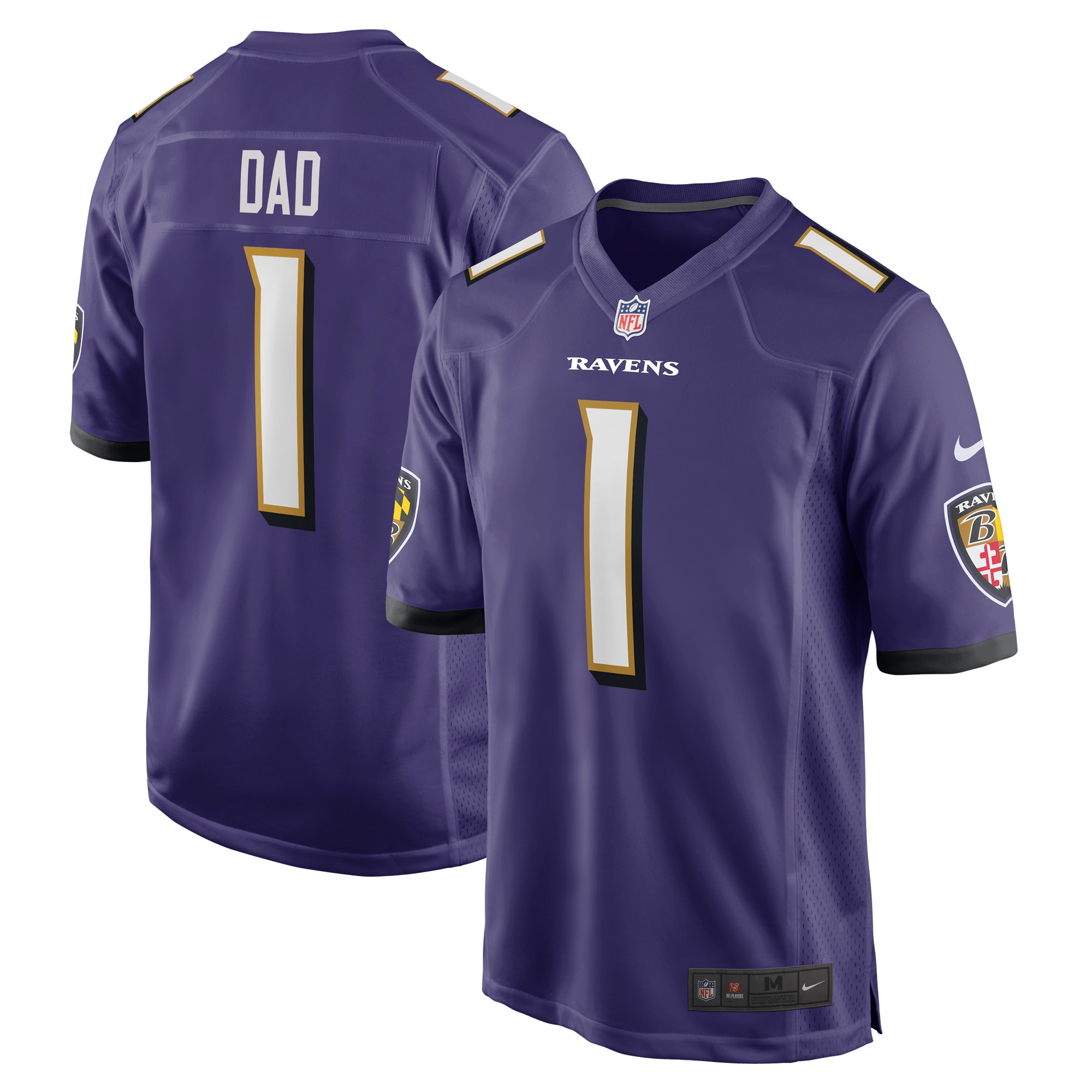 Men's Baltimore Ravens Number 1 Dad Purple Game Jersey Js4281