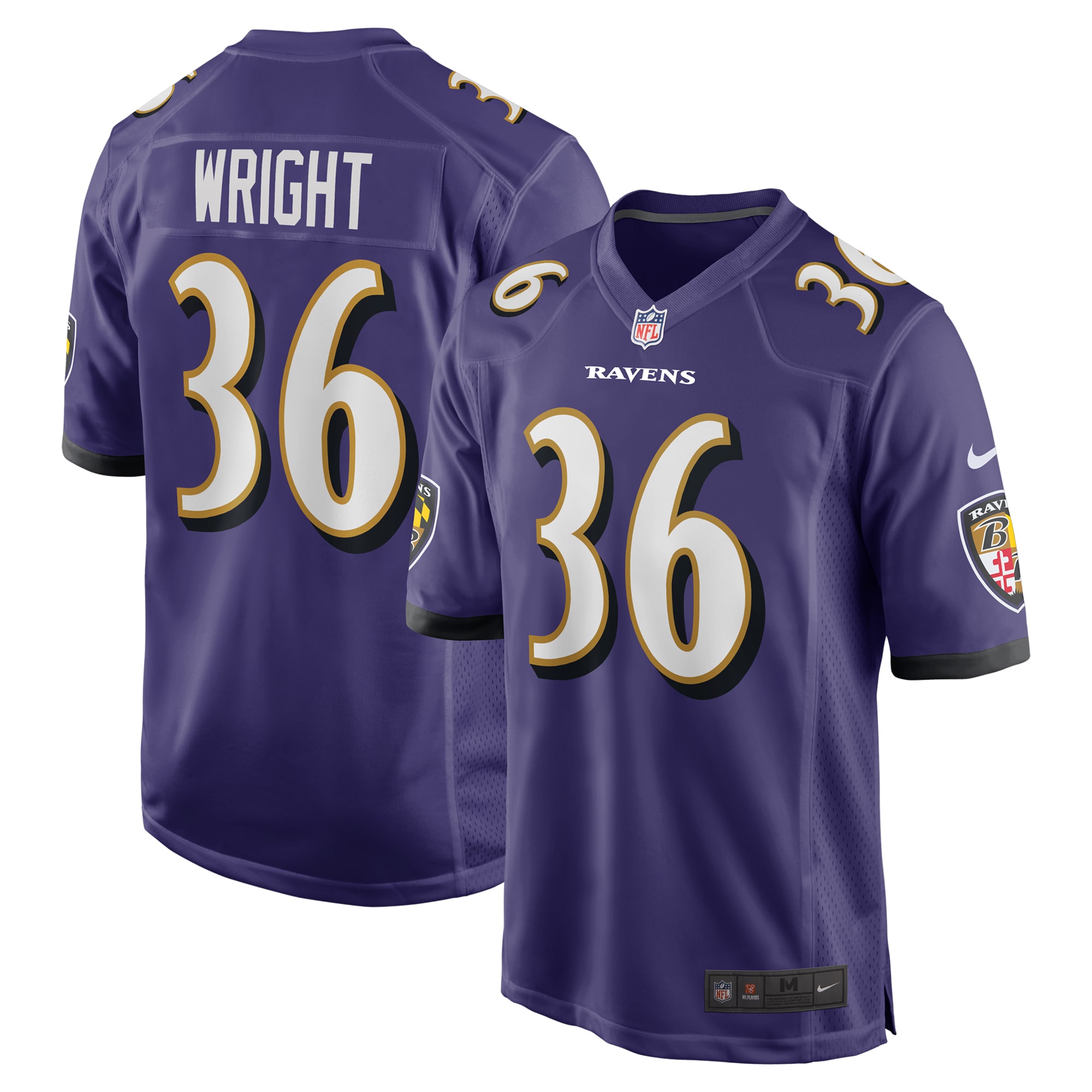 Men's Baltimore Ravens Owen Wright Purple Team Game Jersey Js6405