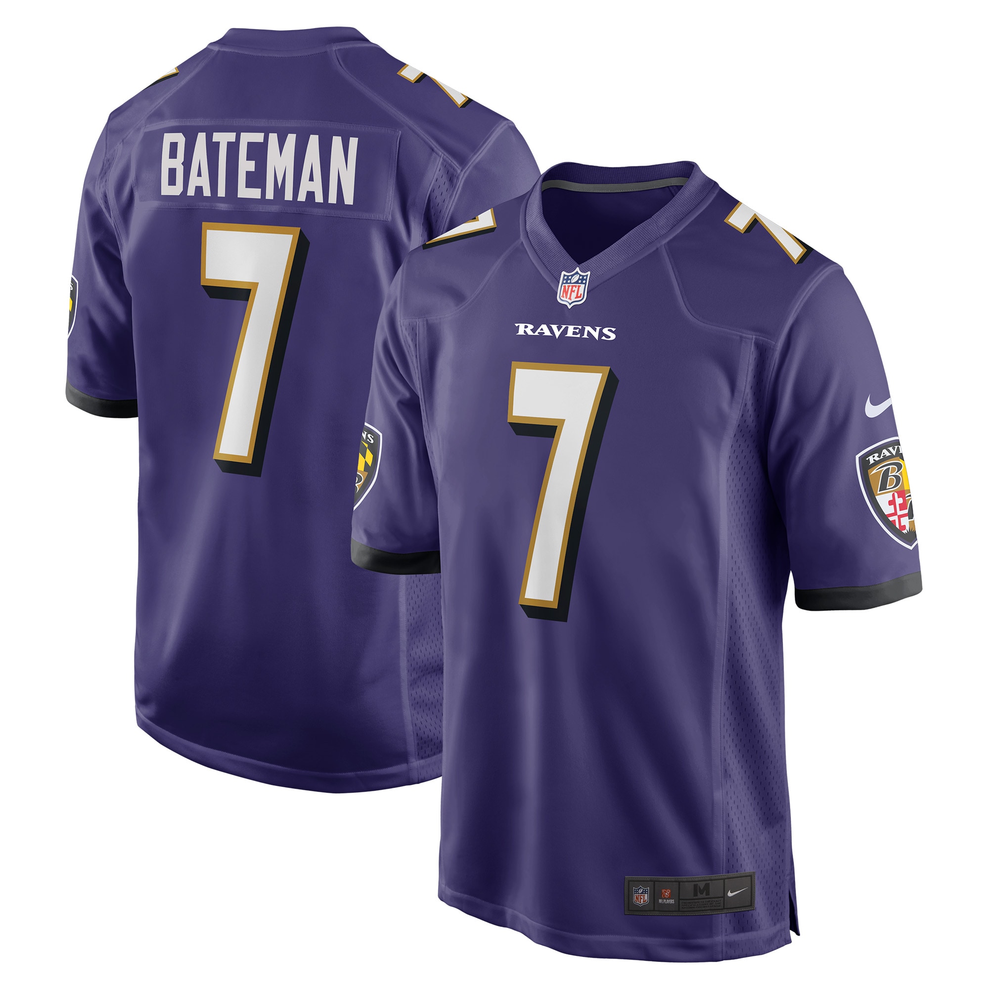 Men's Baltimore Ravens Rashod Bateman Purple Game Player Jersey Js6855