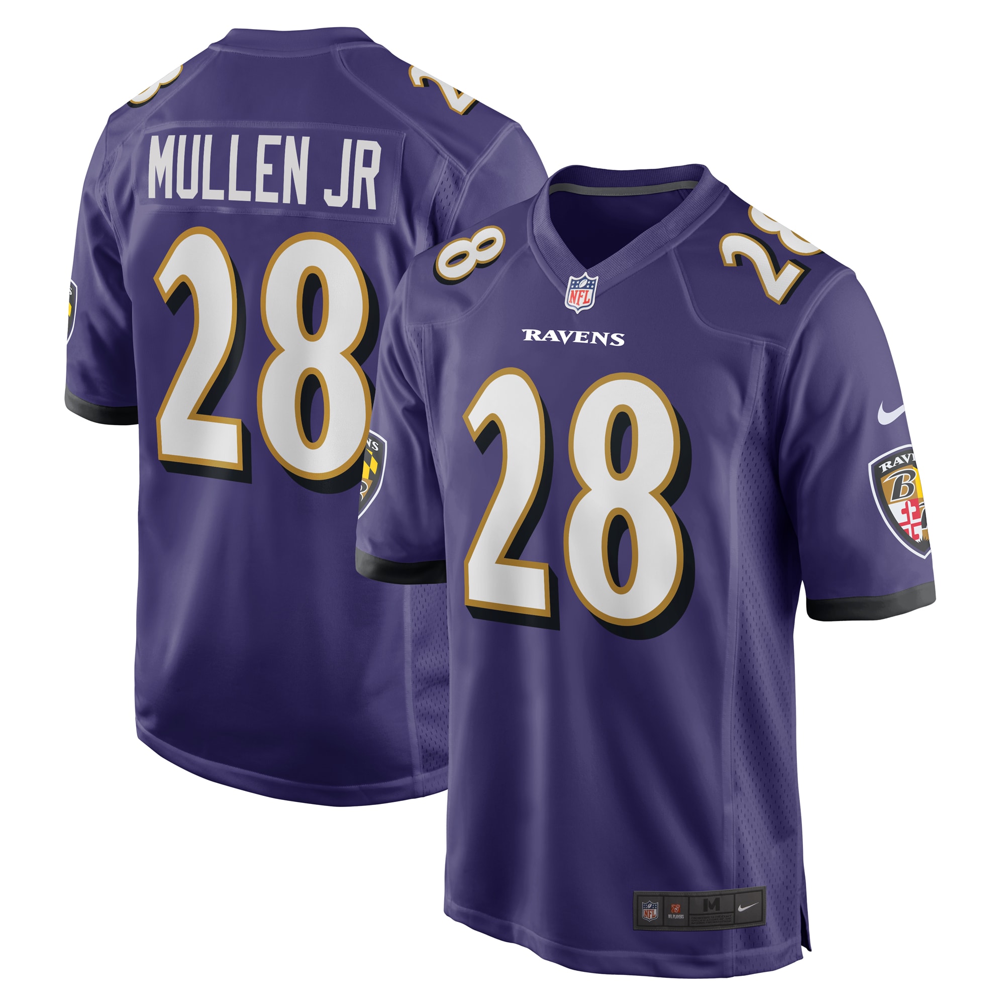 Men's Baltimore Ravens Trayvon Mullen Jr. Purple Team Game Jersey Js5467