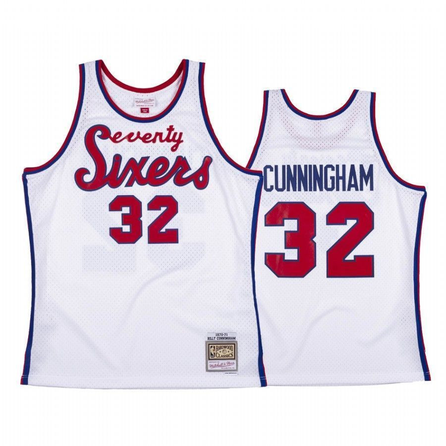 Men's Billy Cunningham 32 Philadelphia 76ers White Hardwood Classics Jersey