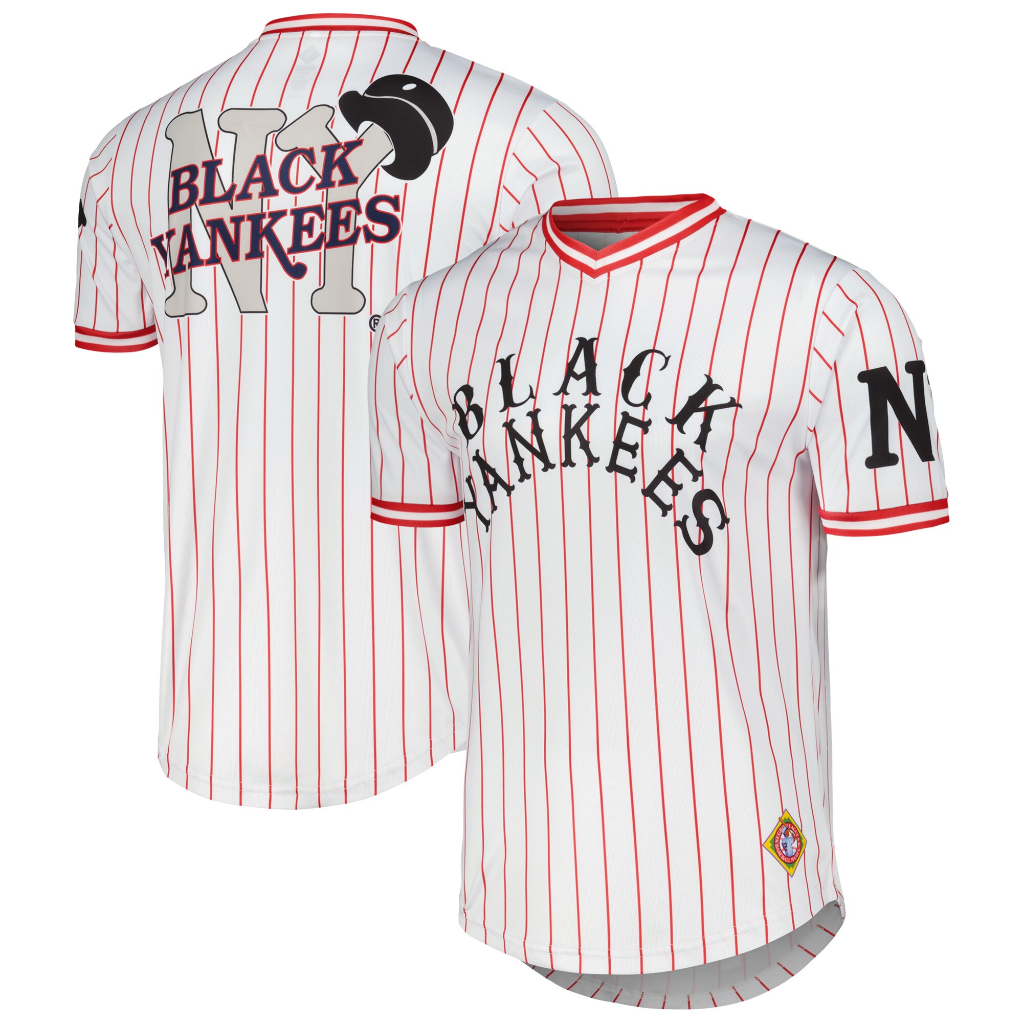 Men's Black Yankees Stitches White V-neck Jersey