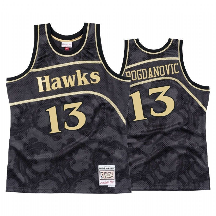 Men's Bogdan Bogdanovic 13 Atlanta Hawks Black Toile Jersey