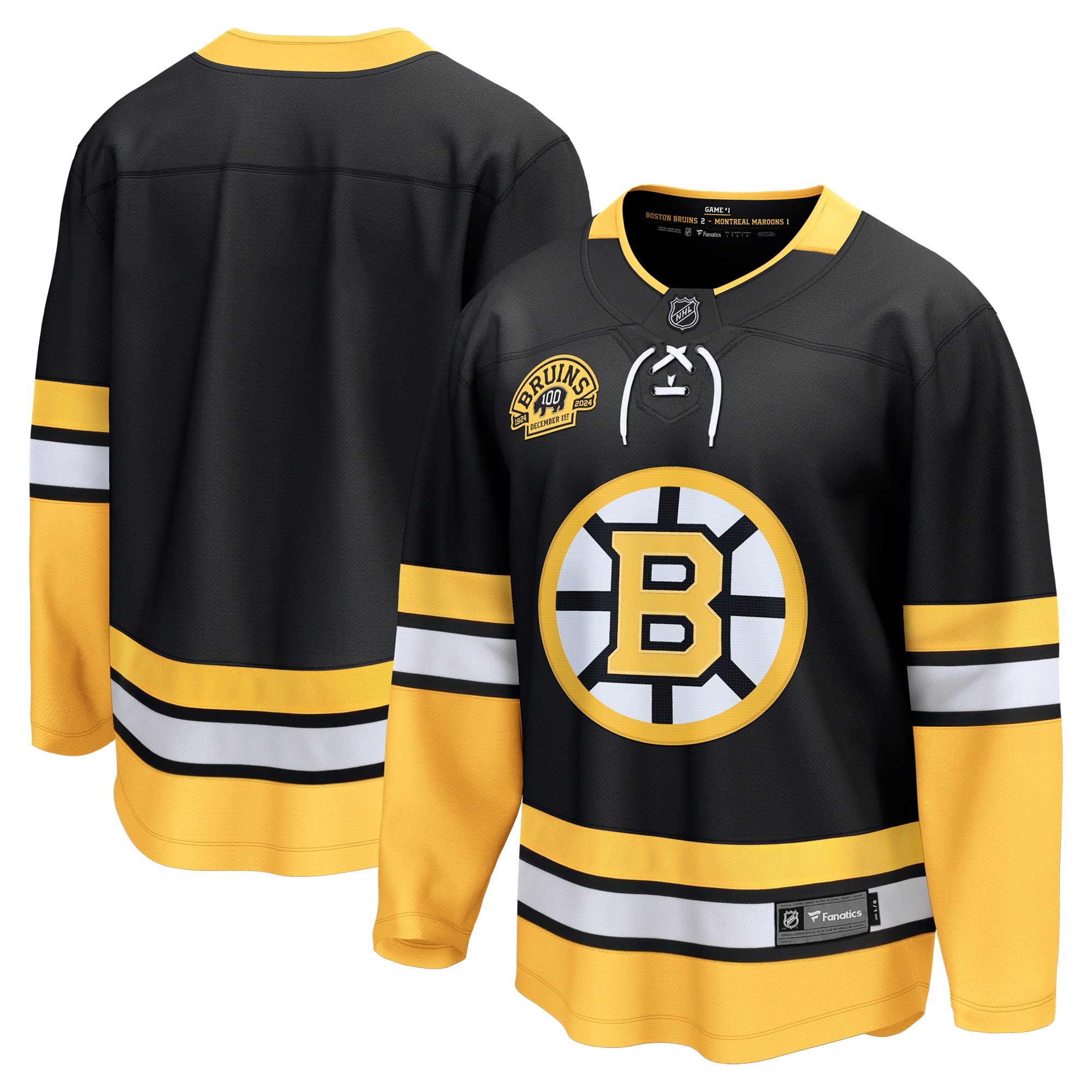 Men's Boston Bruins Black 100th Anniversary Premier Breakaway Jersey