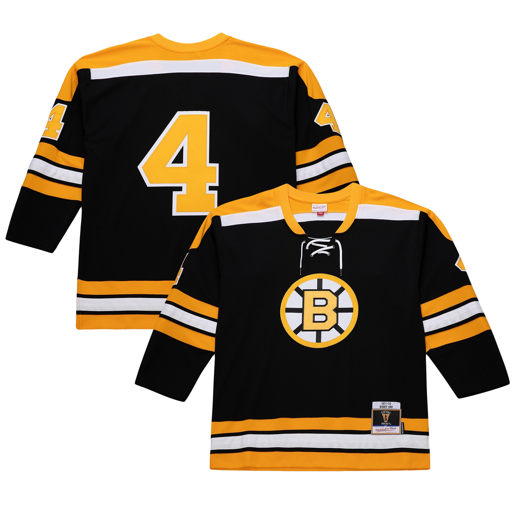 Men's Boston Bruins Bobby Orr Mitchell & Ness Black Big & Tall 1971/72 Blue Line 2.0 Jersey