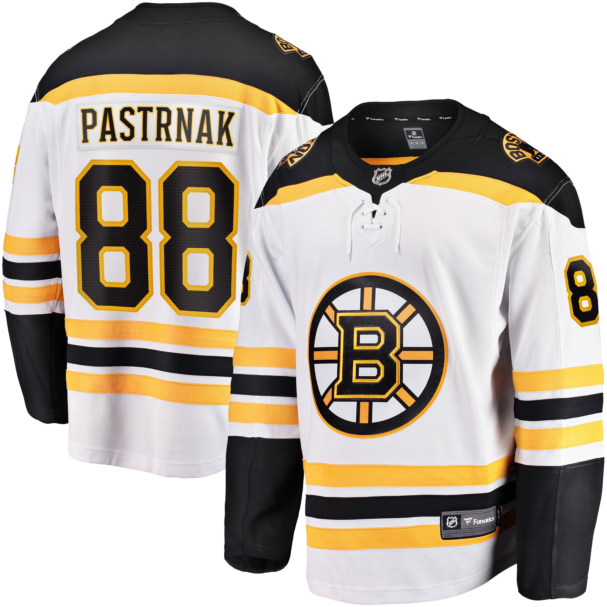 Men's Boston Bruins David Pastrnak White Away Premier Breakaway Player Jersey
