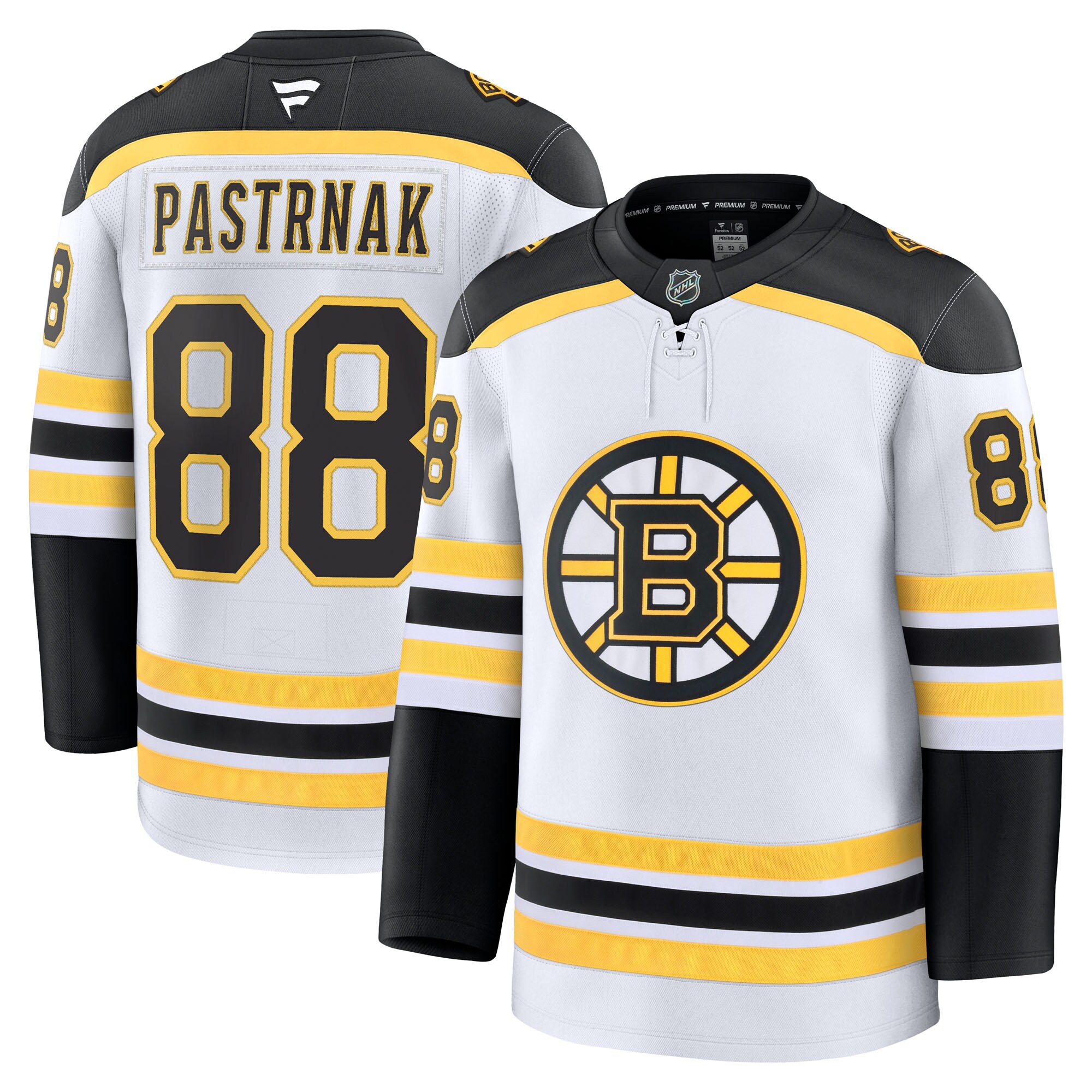 Men's Boston Bruins David Pastrnak White Away Premium Jersey
