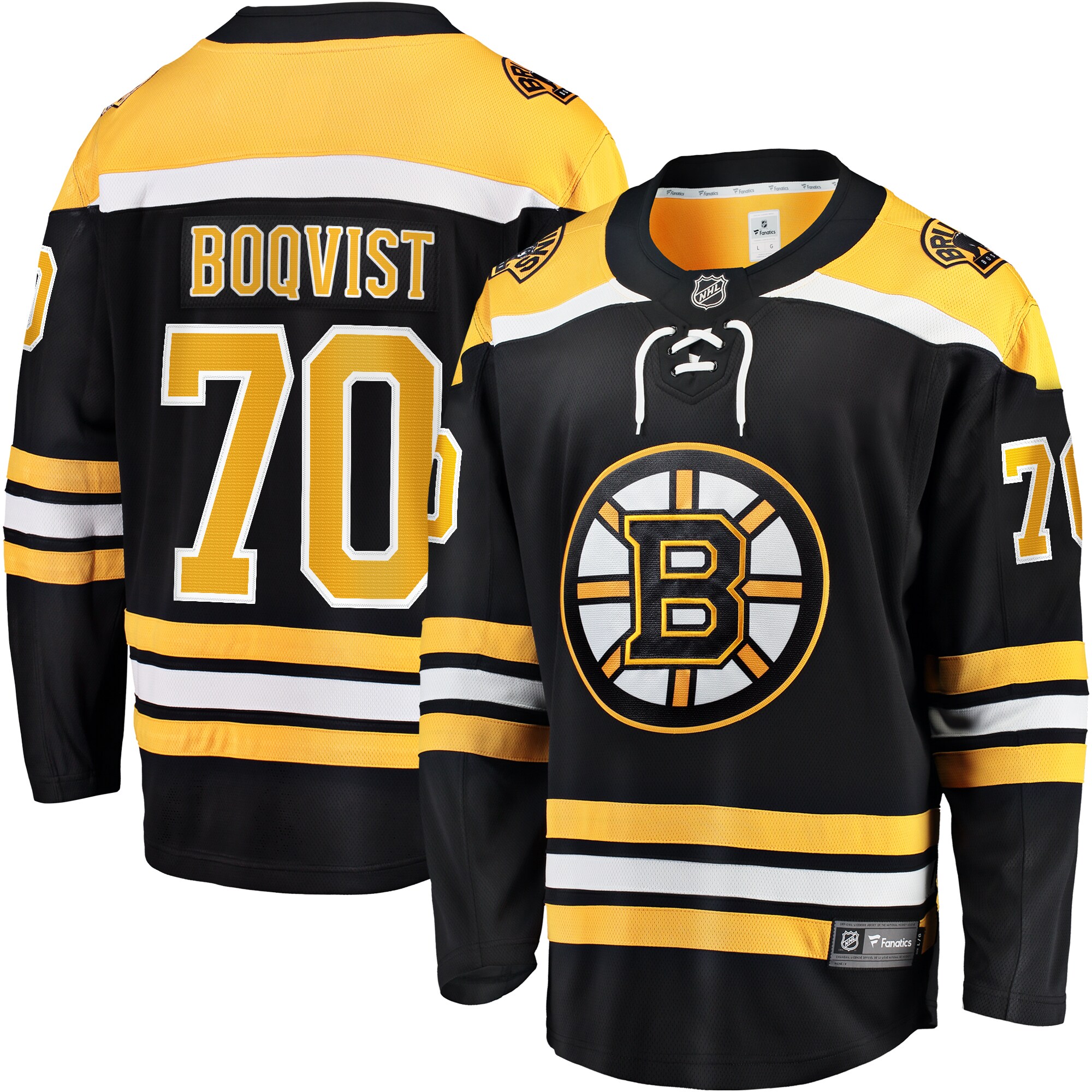 Men's Boston Bruins Jesper Boqvist Black Home Breakaway Jersey