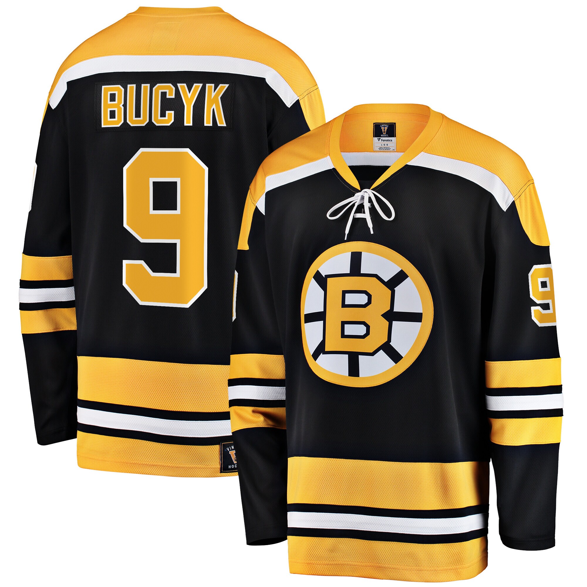 Men's Boston Bruins John Bucyk Black Premier Breakaway Retired Player Jersey