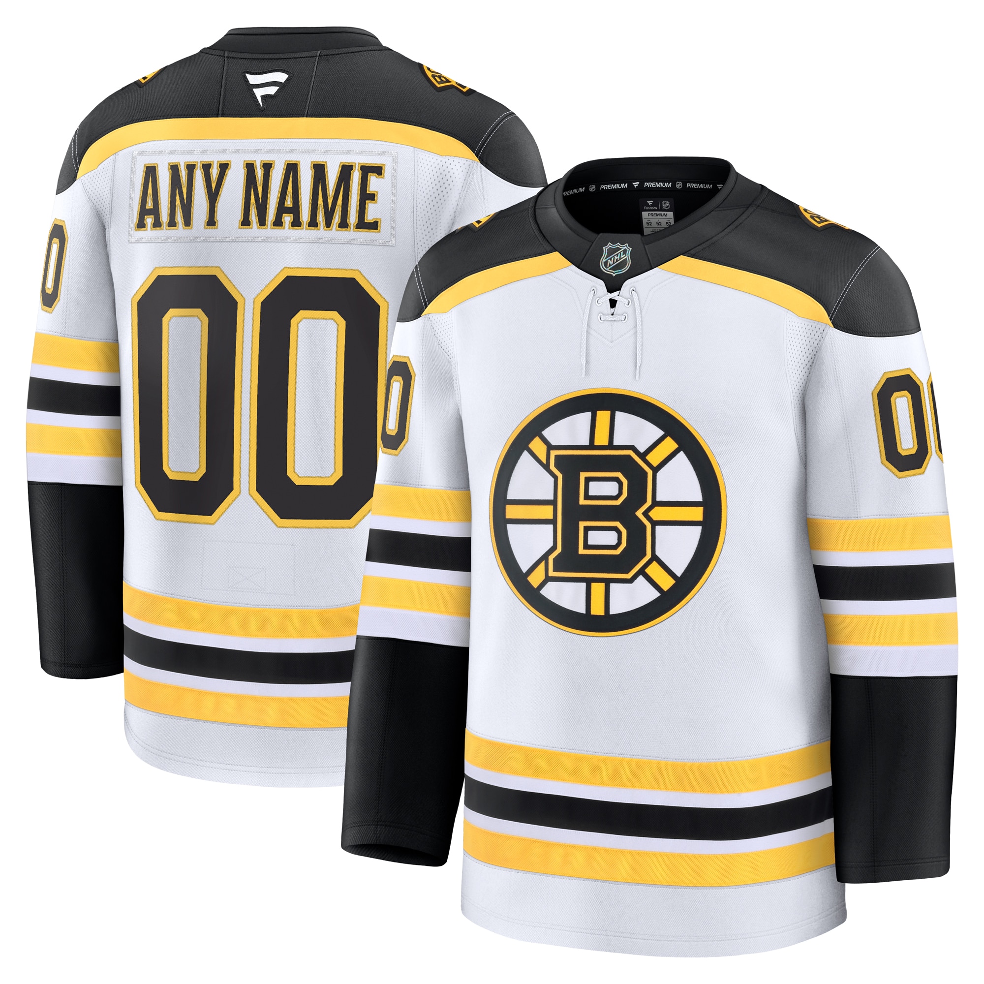 Men's Boston Bruins White Away Premium Custom Jersey