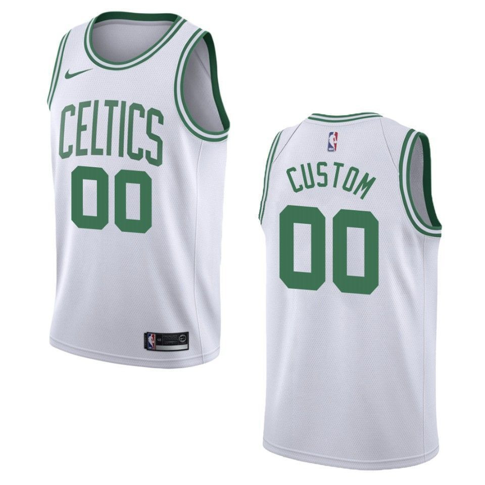 Men's Boston Celtics 00 Custom Association Swingman Jersey - White