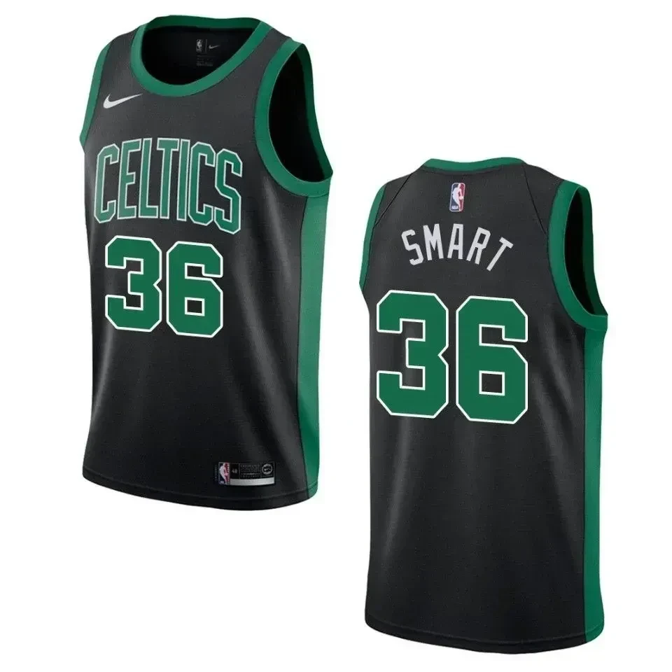 Men's Boston Celtics 36 Marcus Smart Statement Swingman Jersey - Black