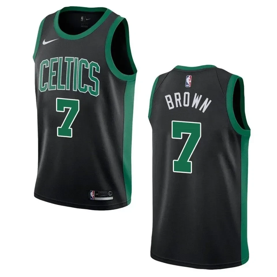 Men's Boston Celtics 7 Jaylen Brown Statement Swingman Jersey - Black
