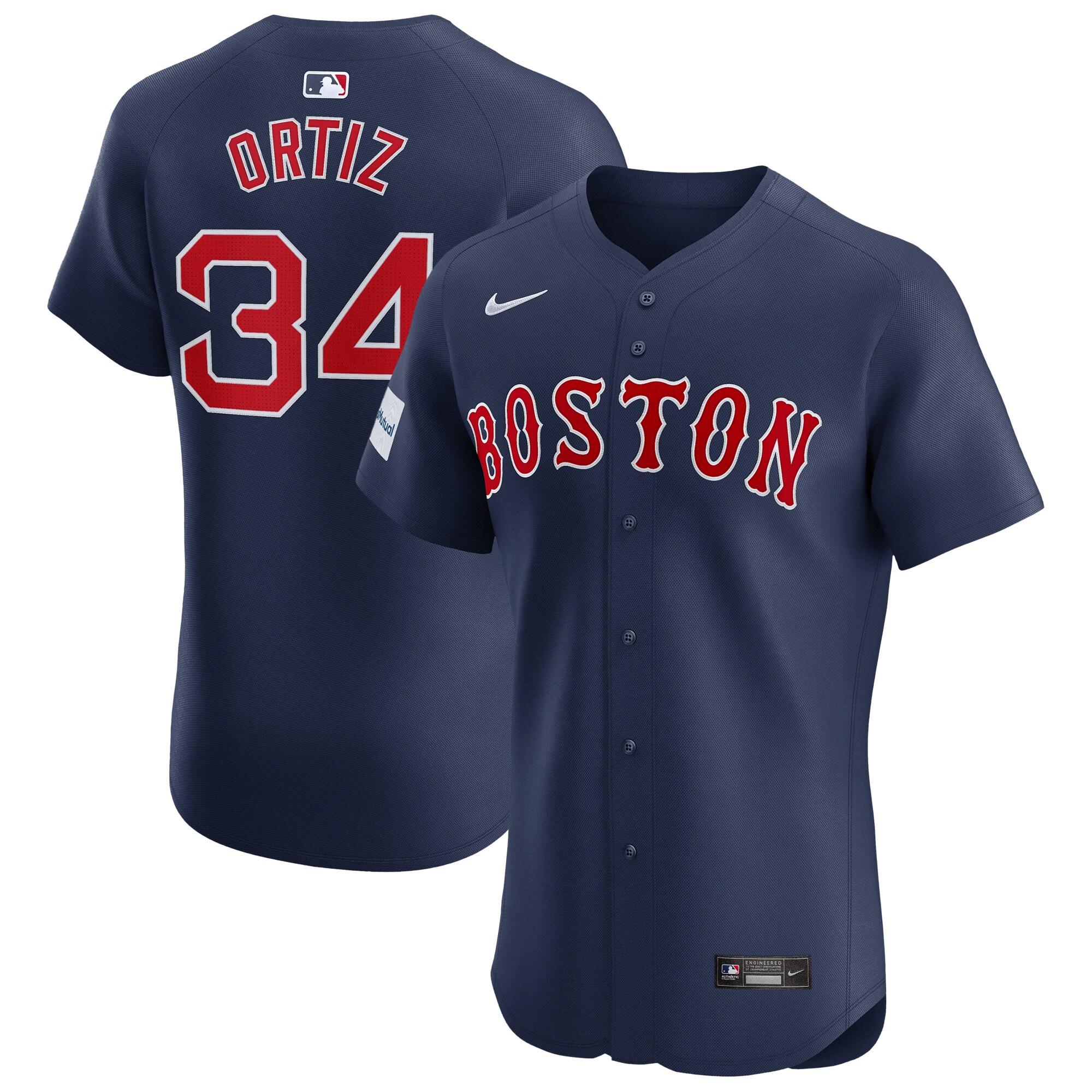 Men's Boston Red Sox David Ortiz Navy Alternate Elite Sponsor Patch Player Jersey