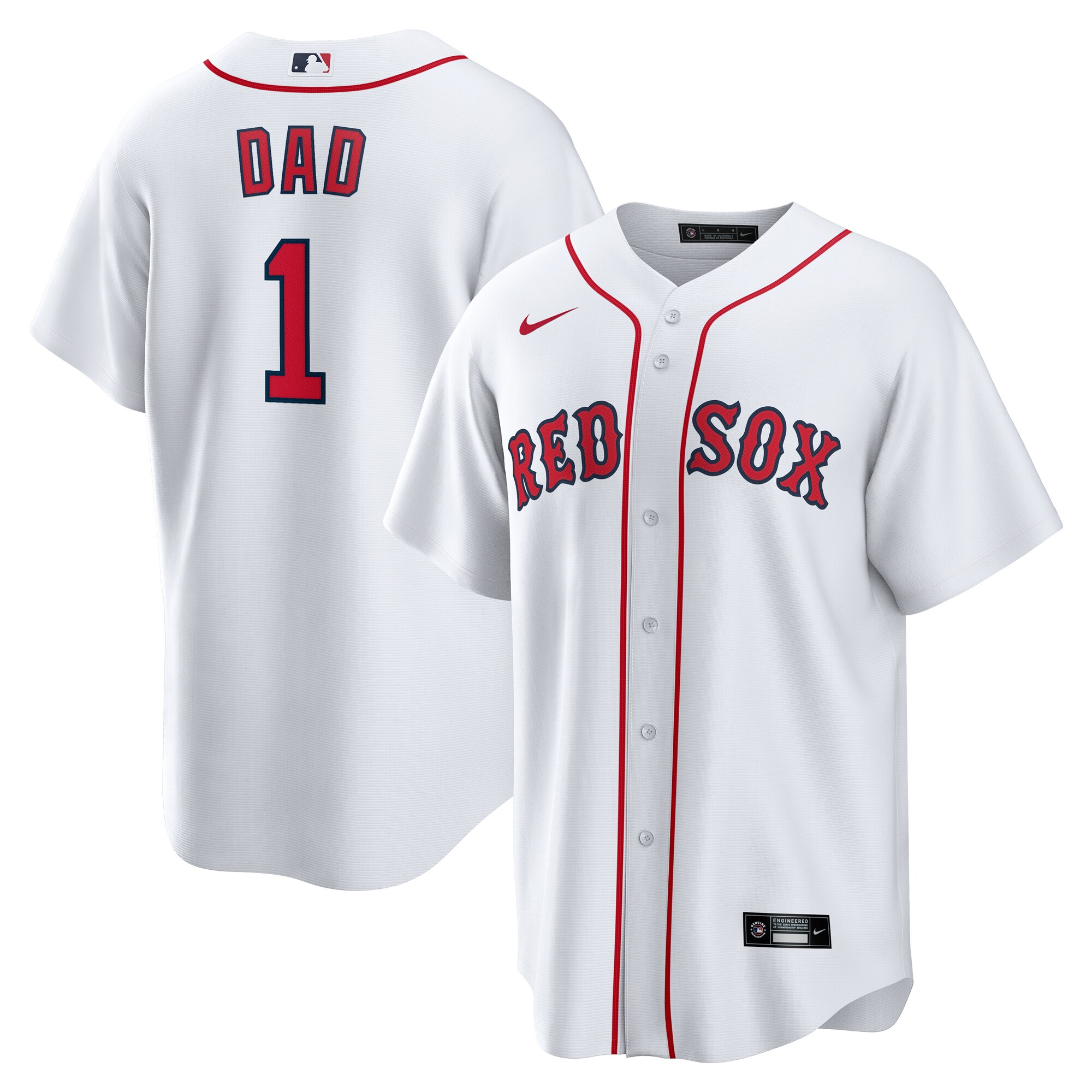 Men's Boston Red Sox White #1 Dad Home Jersey