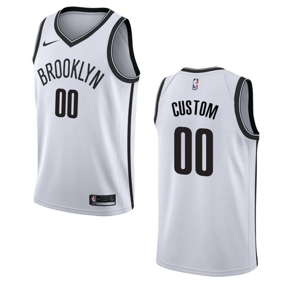 Men's Brooklyn Nets 00 Custom Association Swingman Jersey - White