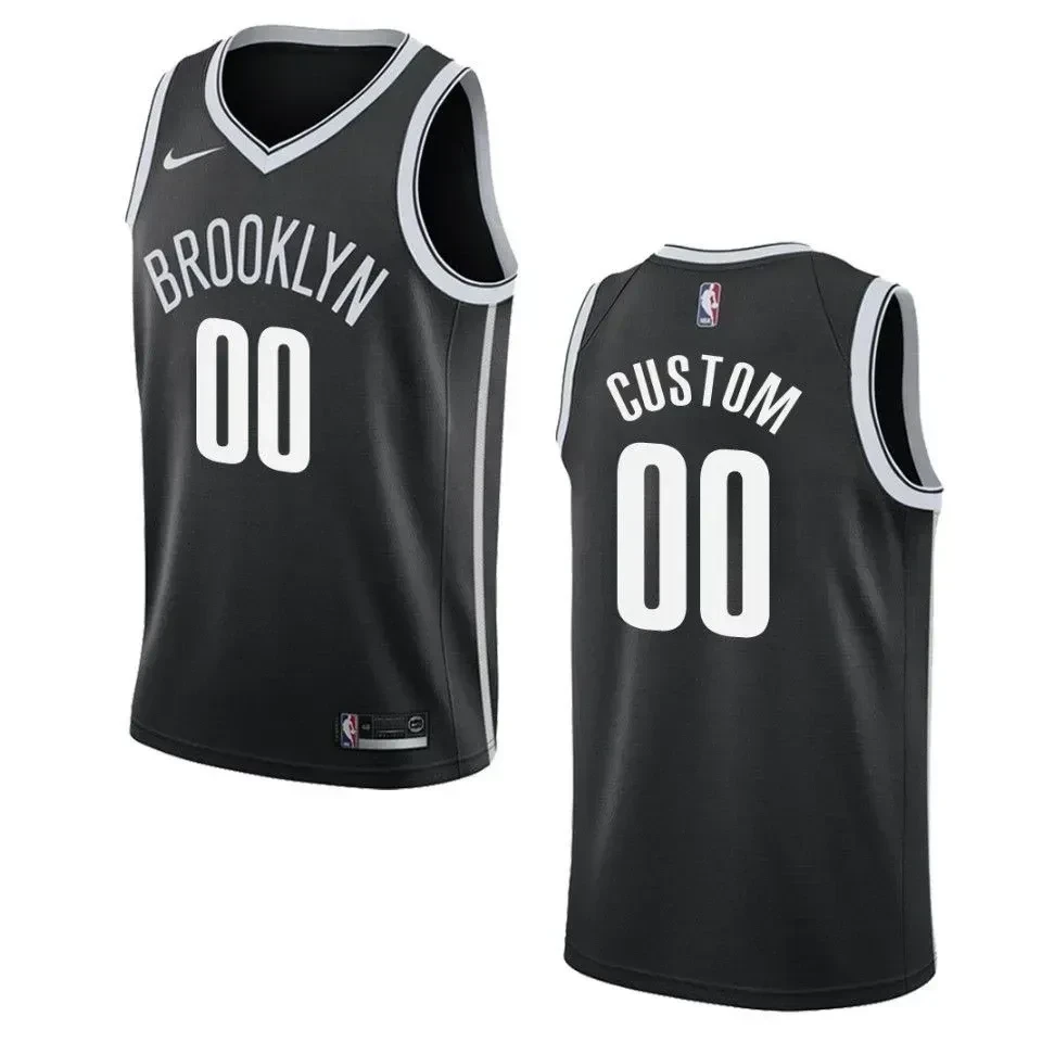 Men's Brooklyn Nets 00 Custom Icon Swingman Jersey - Black