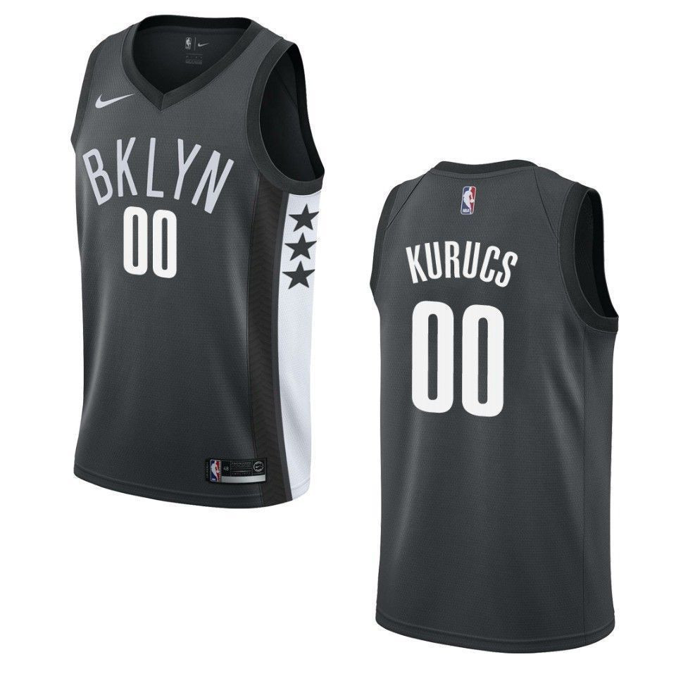 Men's Brooklyn Nets 00 Rodions Kurucs Statement Swingman Jersey - Black
