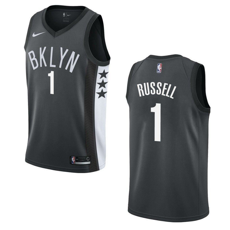 Men's Brooklyn Nets 1 D'angelo Russell Statement Swingman Jersey - Black