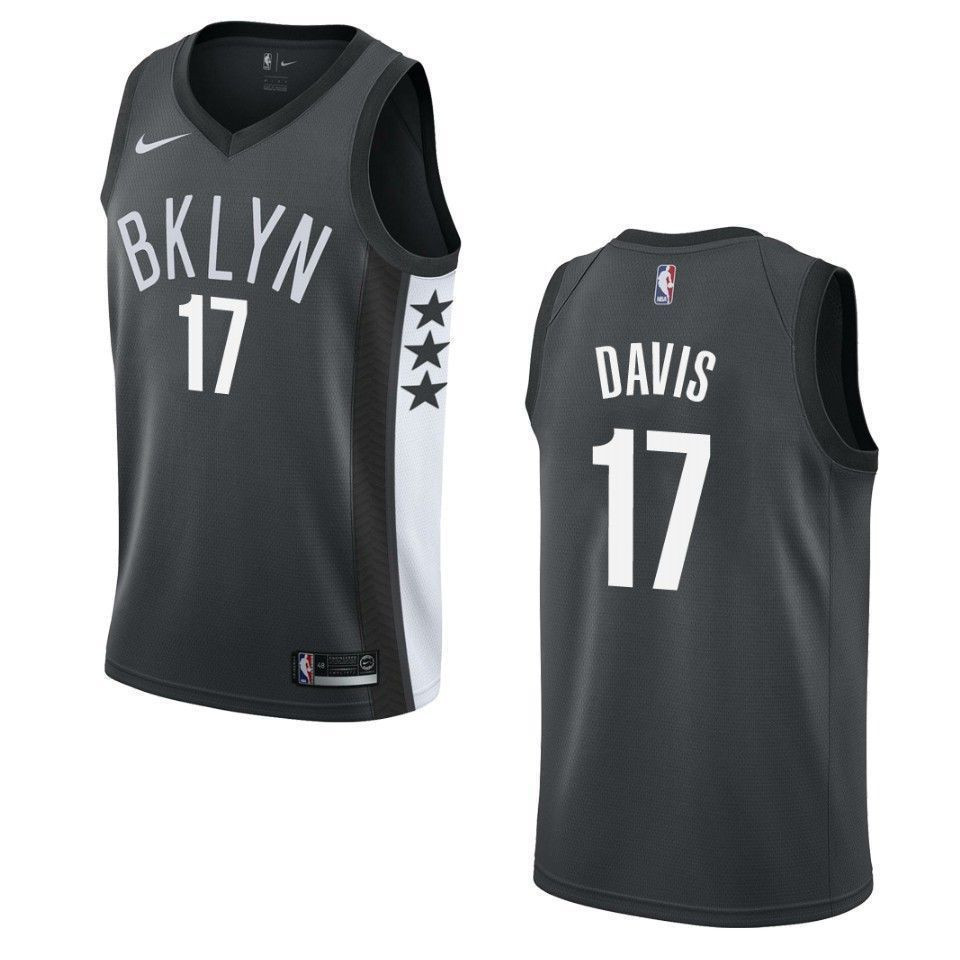 Men's Brooklyn Nets 17 Ed Davis Statement Swingman Jersey - Black
