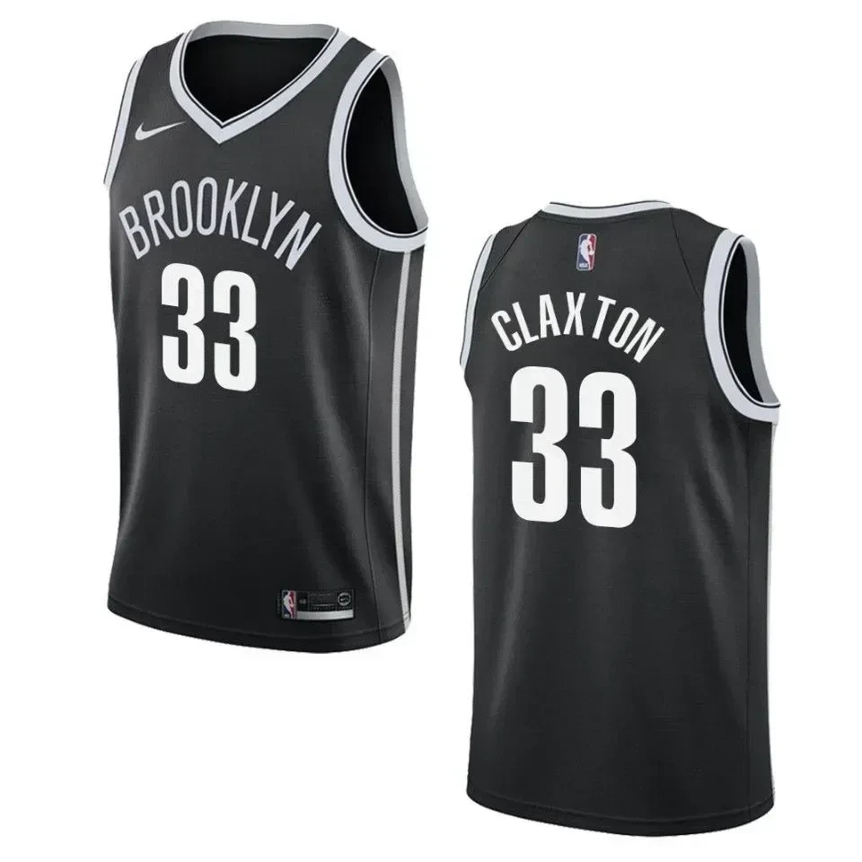 Men's Brooklyn Nets 33 Nicolas Claxton Icon Swingman Jersey - Black