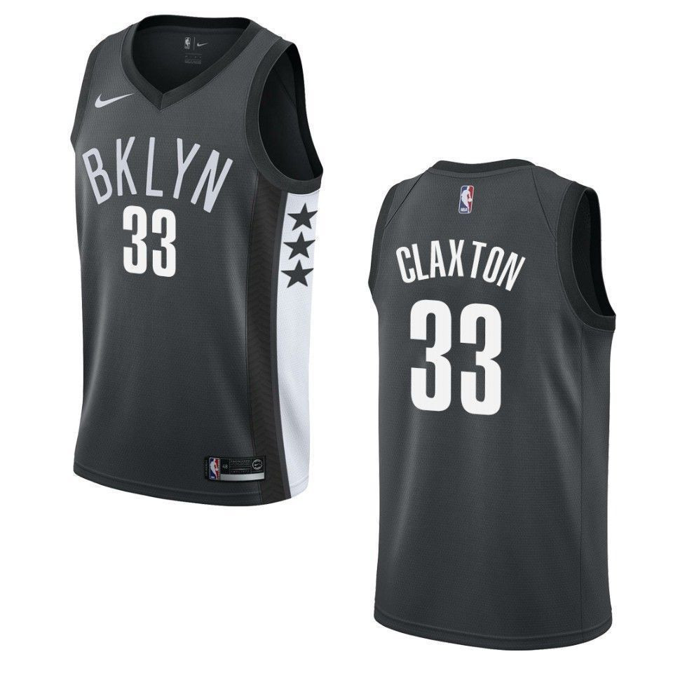 Men's Brooklyn Nets 33 Nicolas Claxton Statement Swingman Jersey - Black
