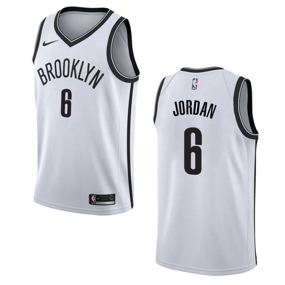Men's Brooklyn Nets 6 Deandre Jordan Association Swingman Jersey - White