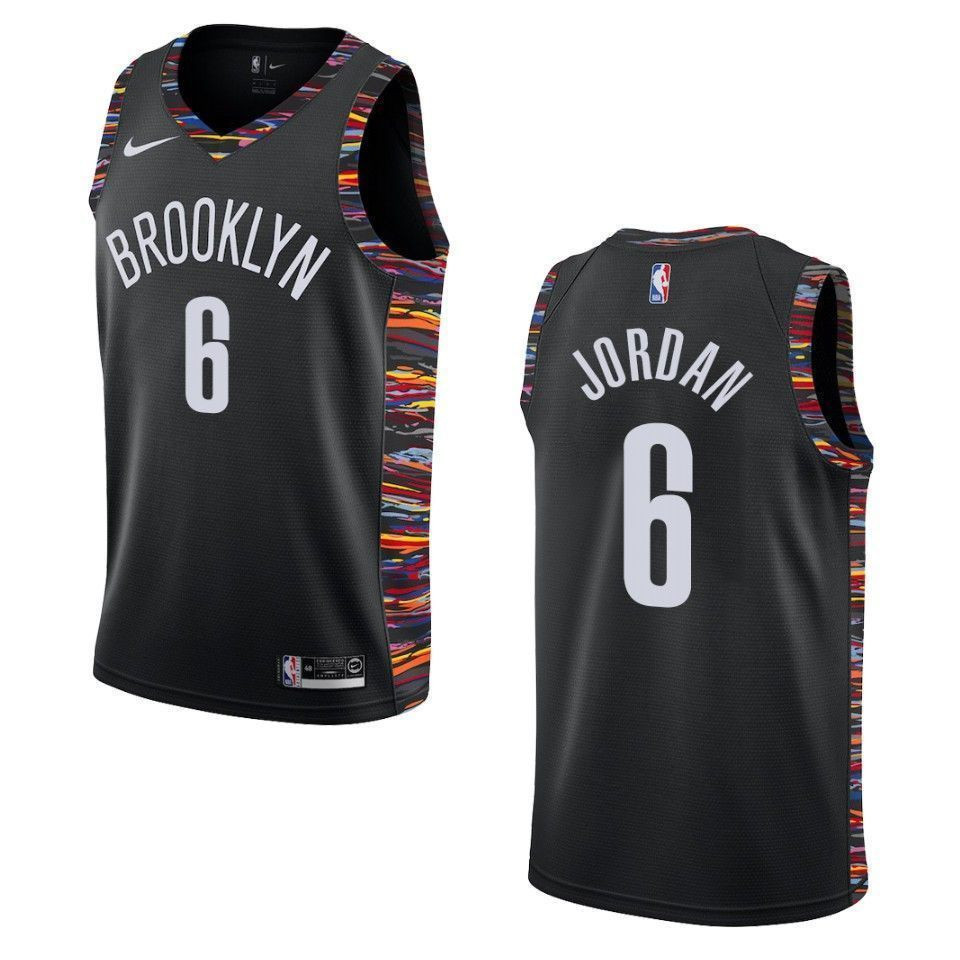 Men's Brooklyn Nets 6 Deandre Jordan City Swingman Jersey - Black