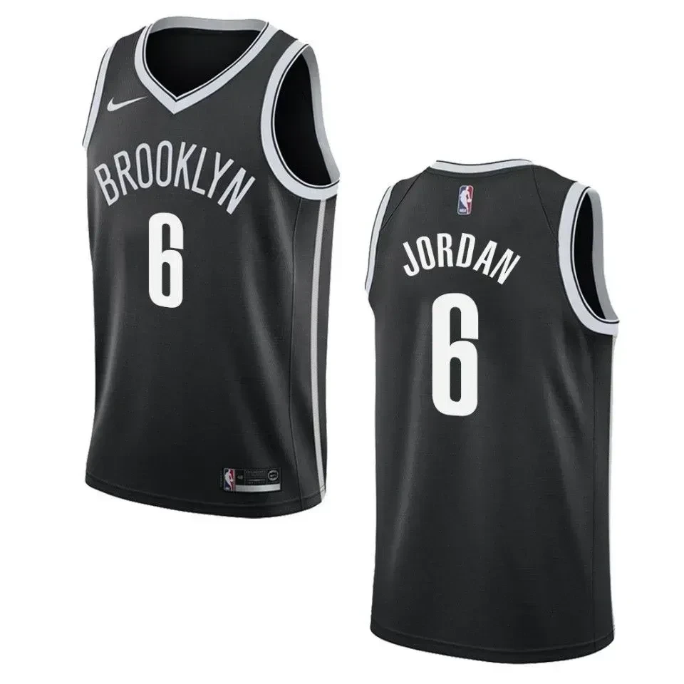 Men's Brooklyn Nets 6 Deandre Jordan Icon Swingman Jersey - Black