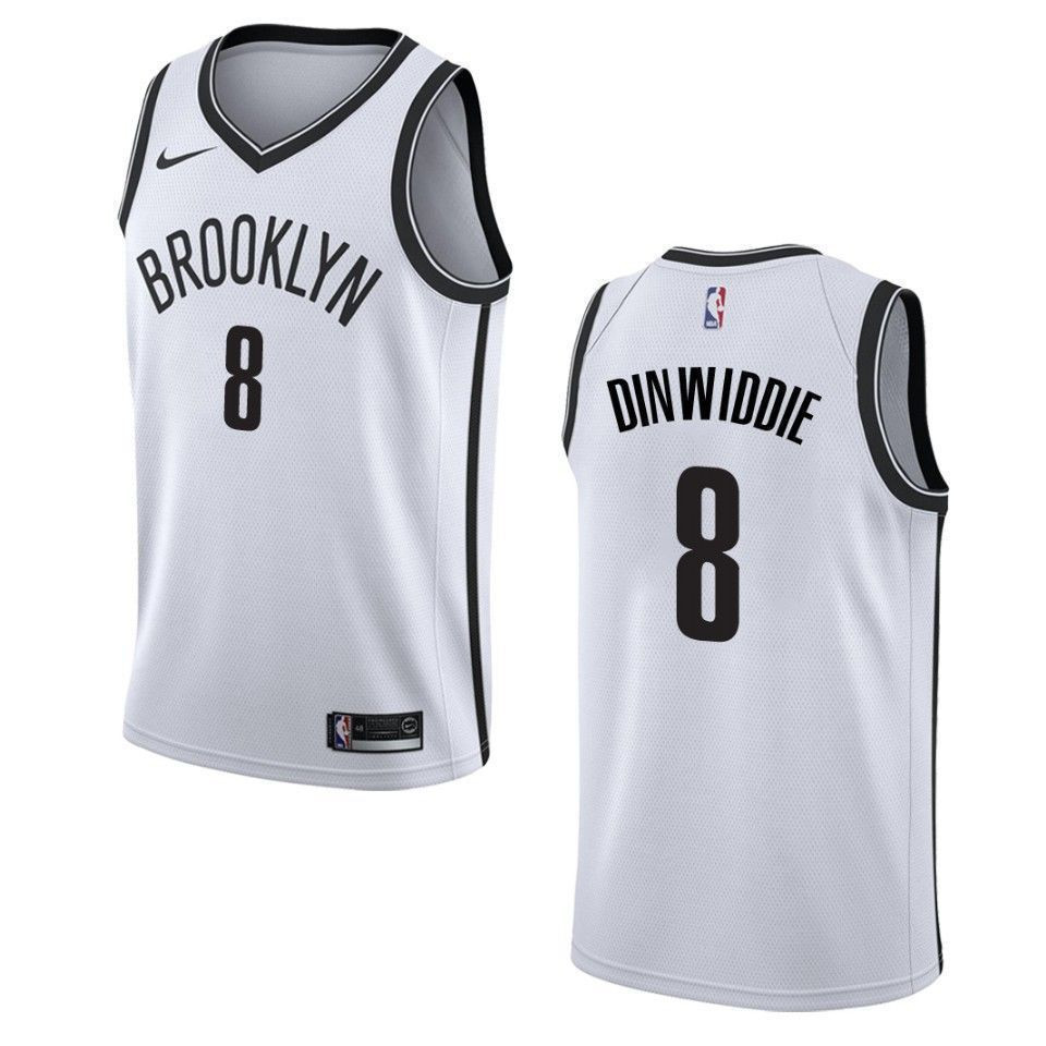 Men's Brooklyn Nets 8 Spencer Dinwiddie Association Swingman Jersey - White