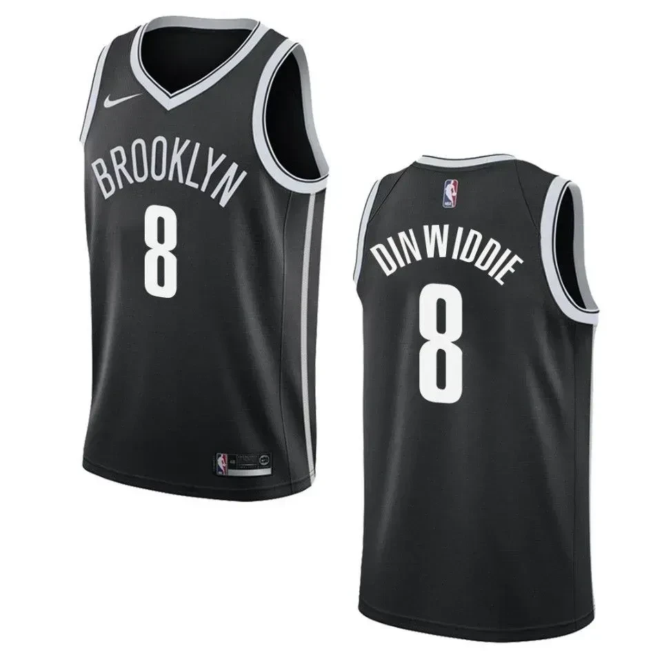 Men's Brooklyn Nets 8 Spencer Dinwiddie Icon Swingman Jersey - Black