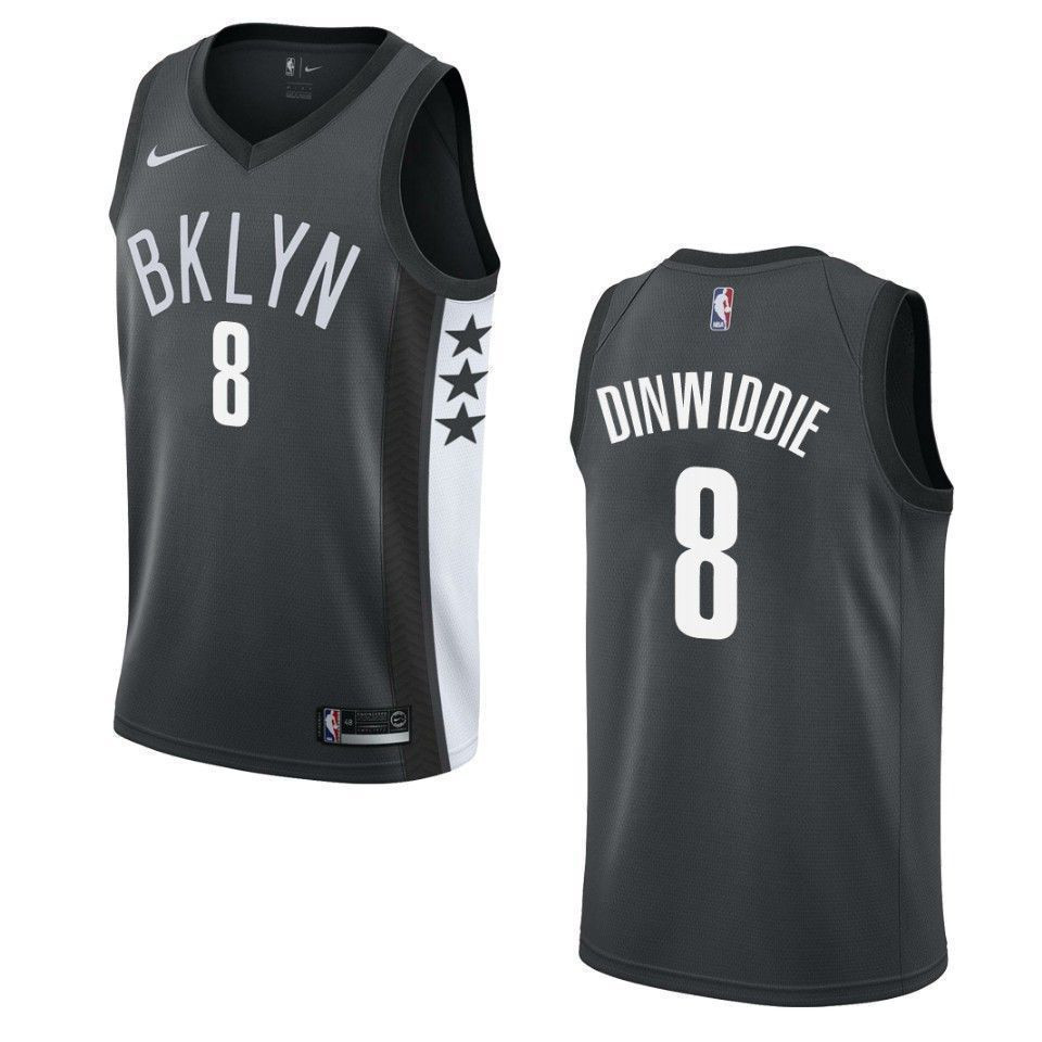 Men's Brooklyn Nets 8 Spencer Dinwiddie Statement Swingman Jersey - Black